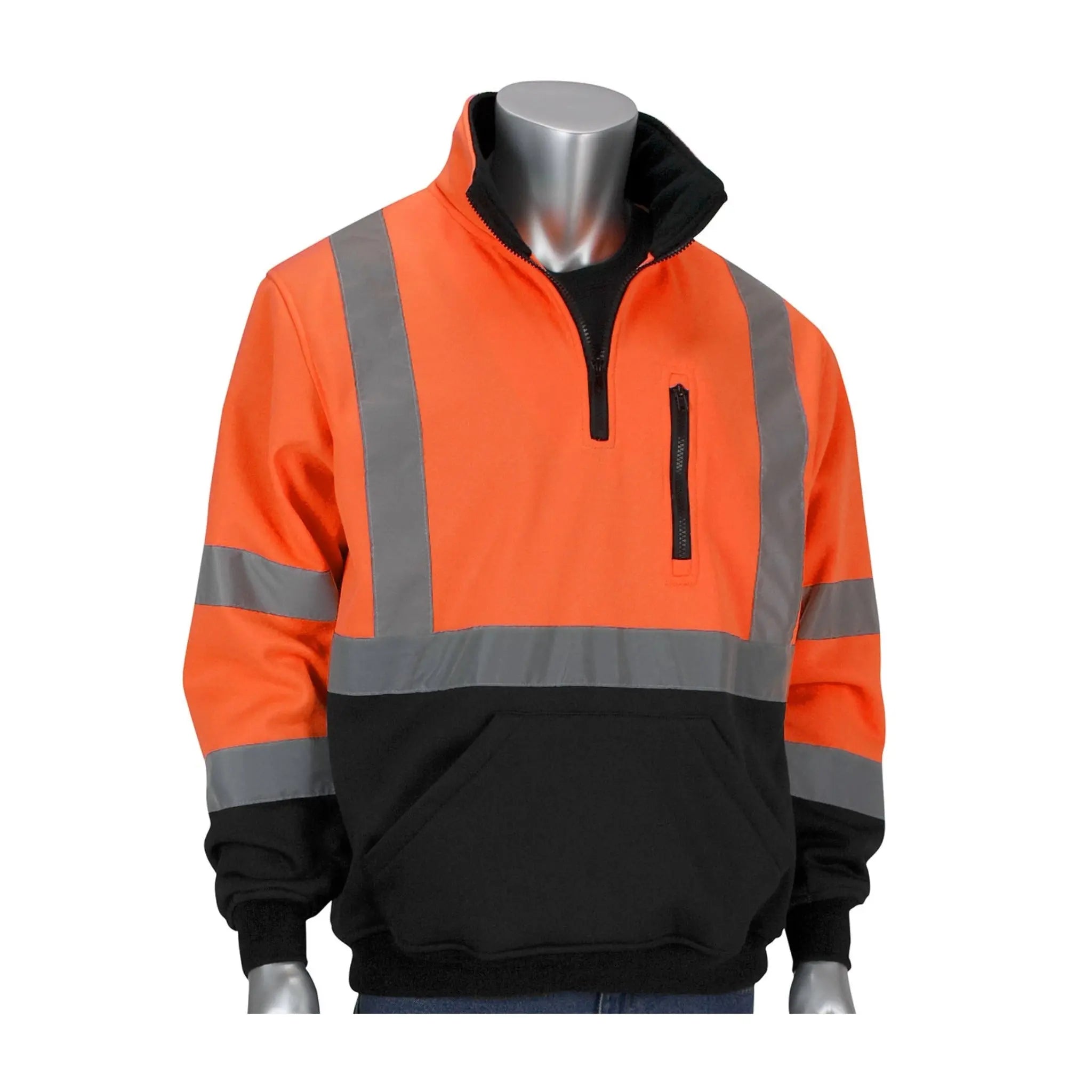 PIP 323-1330B Type R Class 3 3 Quarter Zip Pullover Sweatshirt with Black Bottom_Main_Image