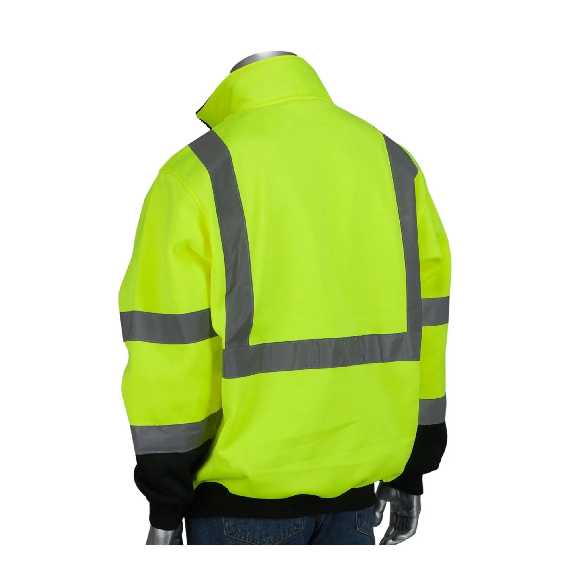 PIP 323-1330B Type R Class 3 3 Quarter Zip Pullover Sweatshirt with Black Bottom_Back_image