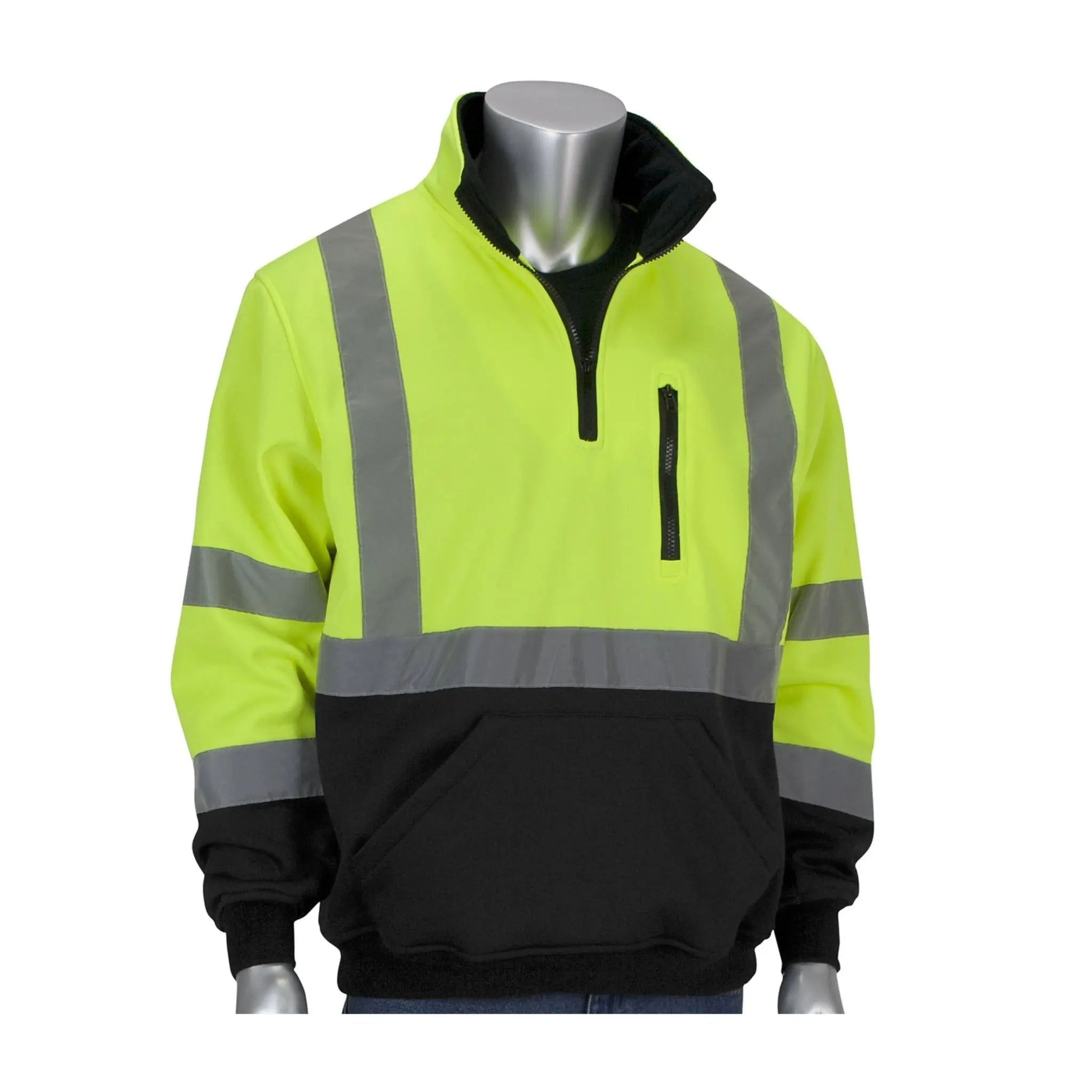 PIP 323-1330B Type R Class 3 3 Quarter Zip Pullover Sweatshirt with Black Bottom_Main_Image