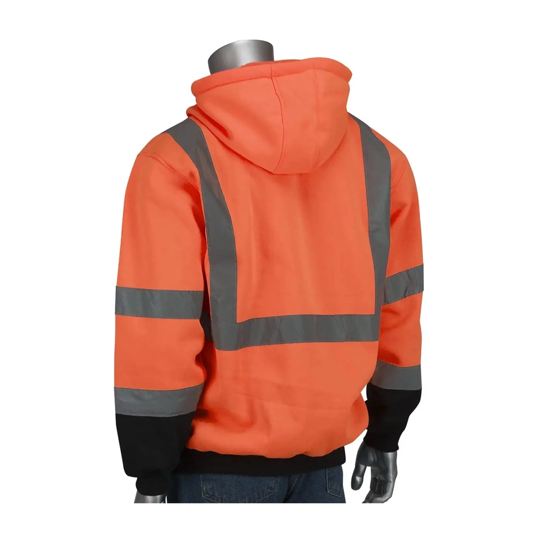 PIP 323-1350B ANSI Type R Class 3 Hooded Pullover Sweatshirt with Black Bottom_OR_Back