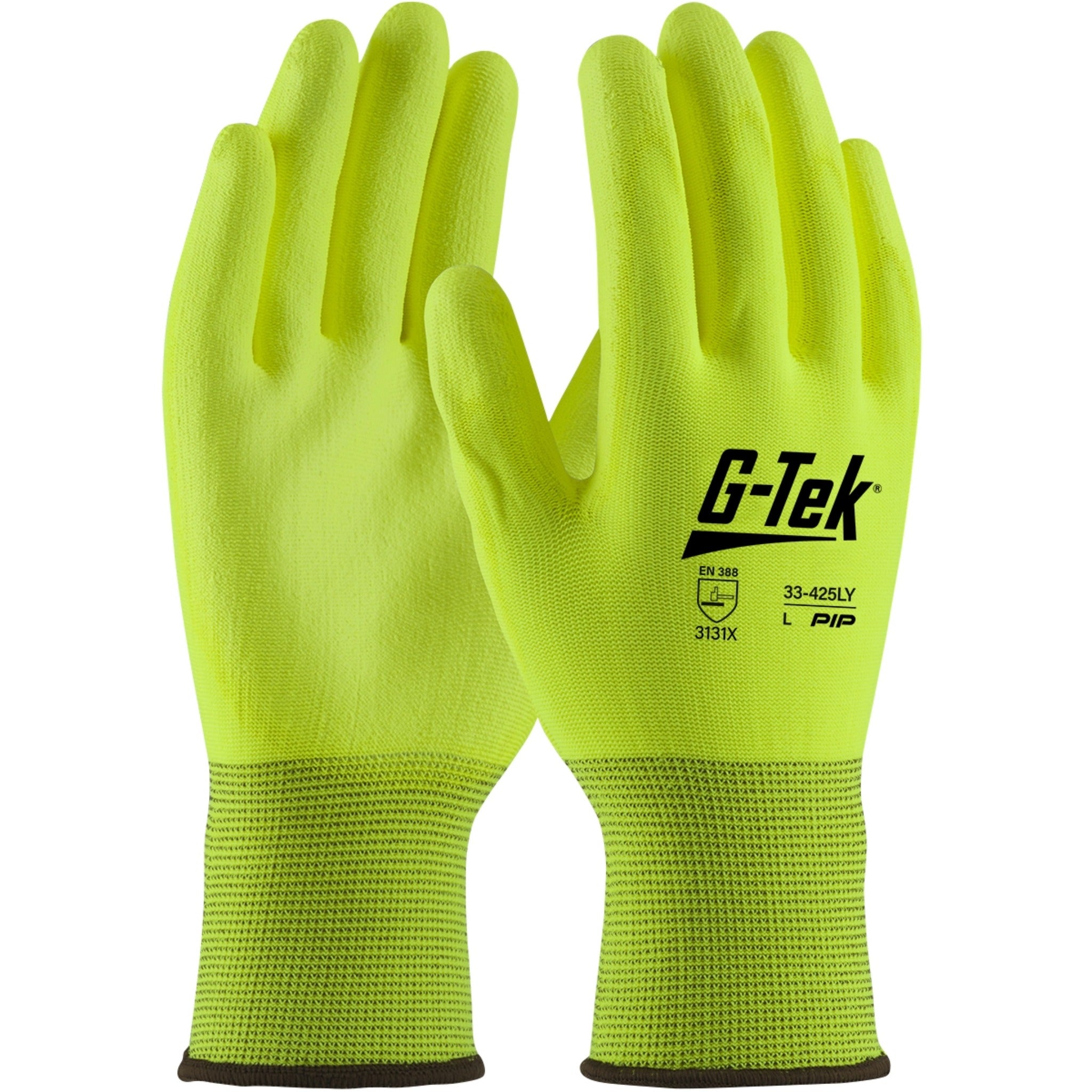PIP G-Tek 33-425 Hi-Vis Seamless Knit Polyester Polyurethane Coated Gloves_LY_Main