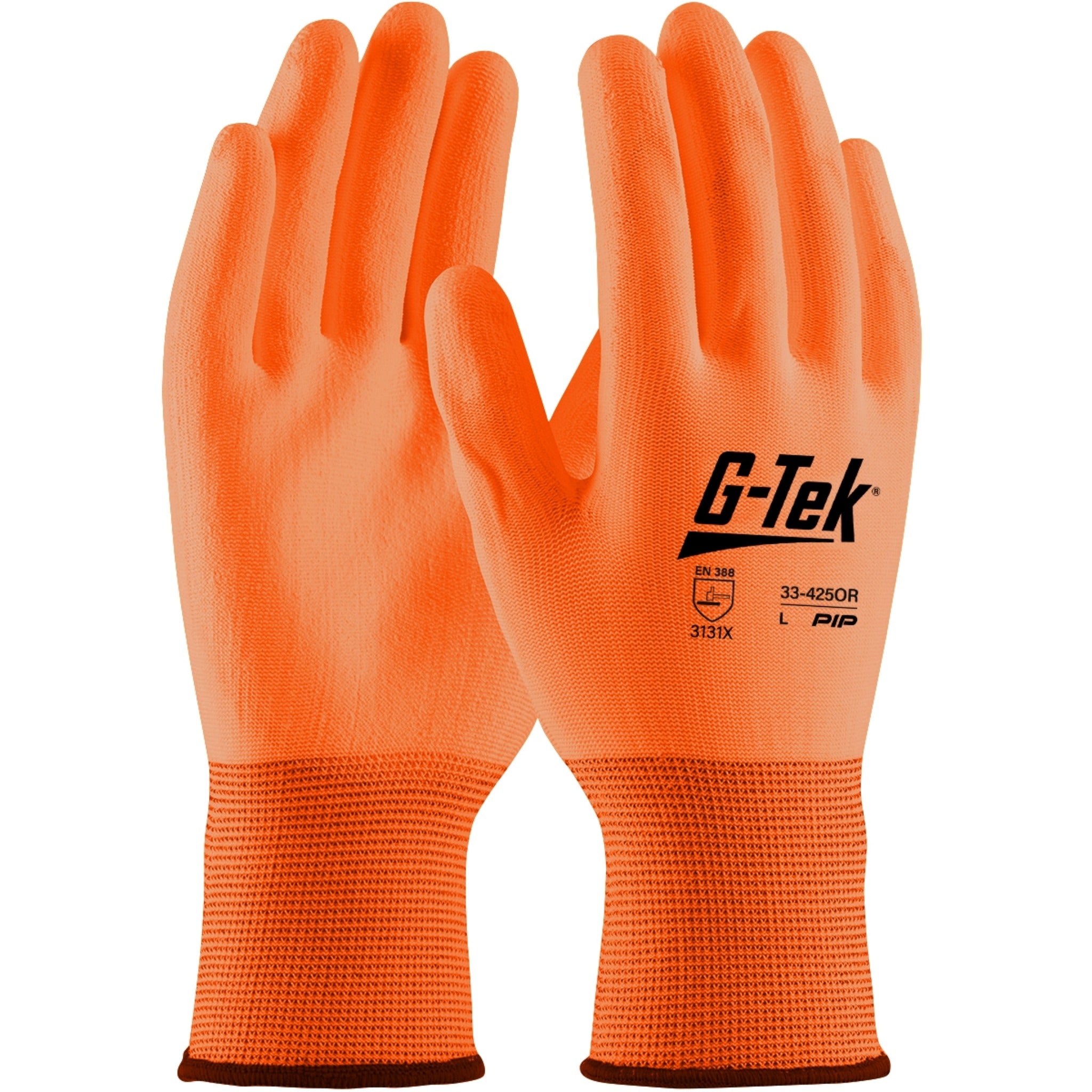 PIP G-Tek 33-425 Hi-Vis Seamless Knit Polyester Polyurethane Coated Gloves_Main