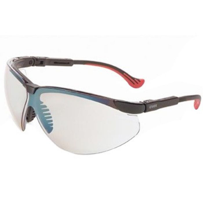 Uvex Genesis XC S3302 Safety Glasses, Black Frame, SCT-Reflect 50 Lens, Ultra-dura HC, One Size – Box of 10
