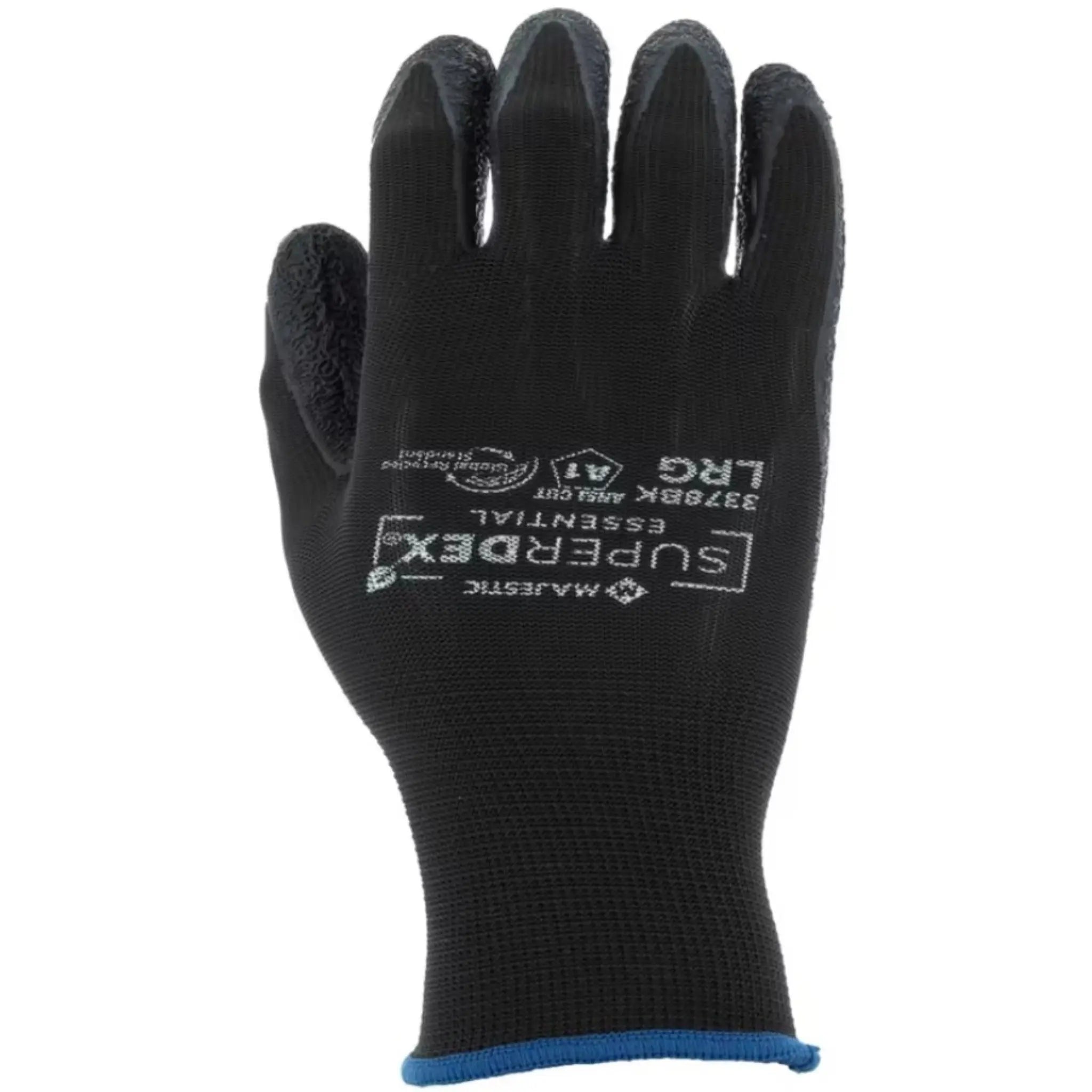 MAJESTIC GLOVE 3378BK Lightweight SuperDex Latex Palm Dipped Glove on Recycled Polyester Liner-Front-Image