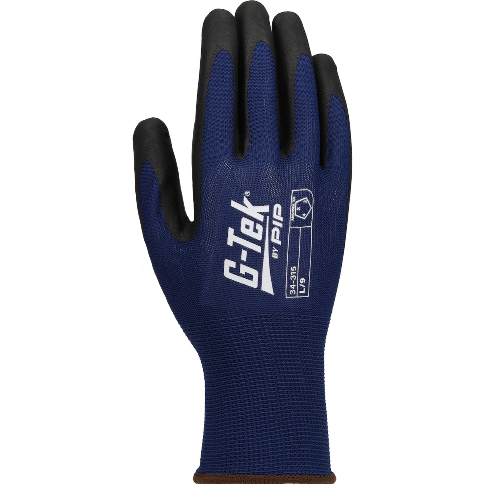 PIP G-Tek 34-315 15 Gauge Seamless Knit Polyester Glove with Nitrile Coated Foam Grip_Back_Image