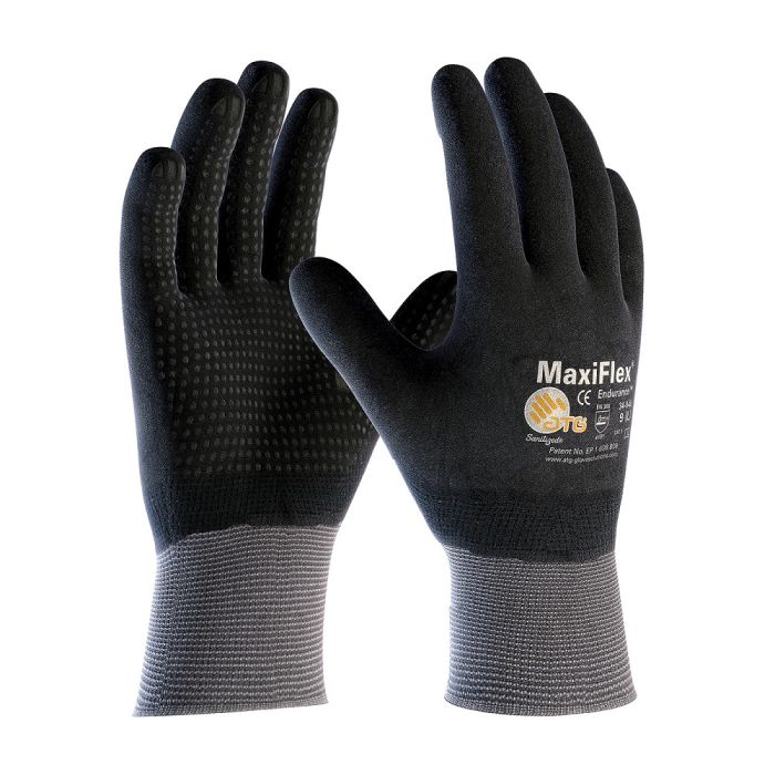 PIP ATG 34-846 MaxiFlex Endurance Touchscreen Gloves with Dotted Palms and Full Coat Nitrile MicroFoam, Gray, 1 Pair