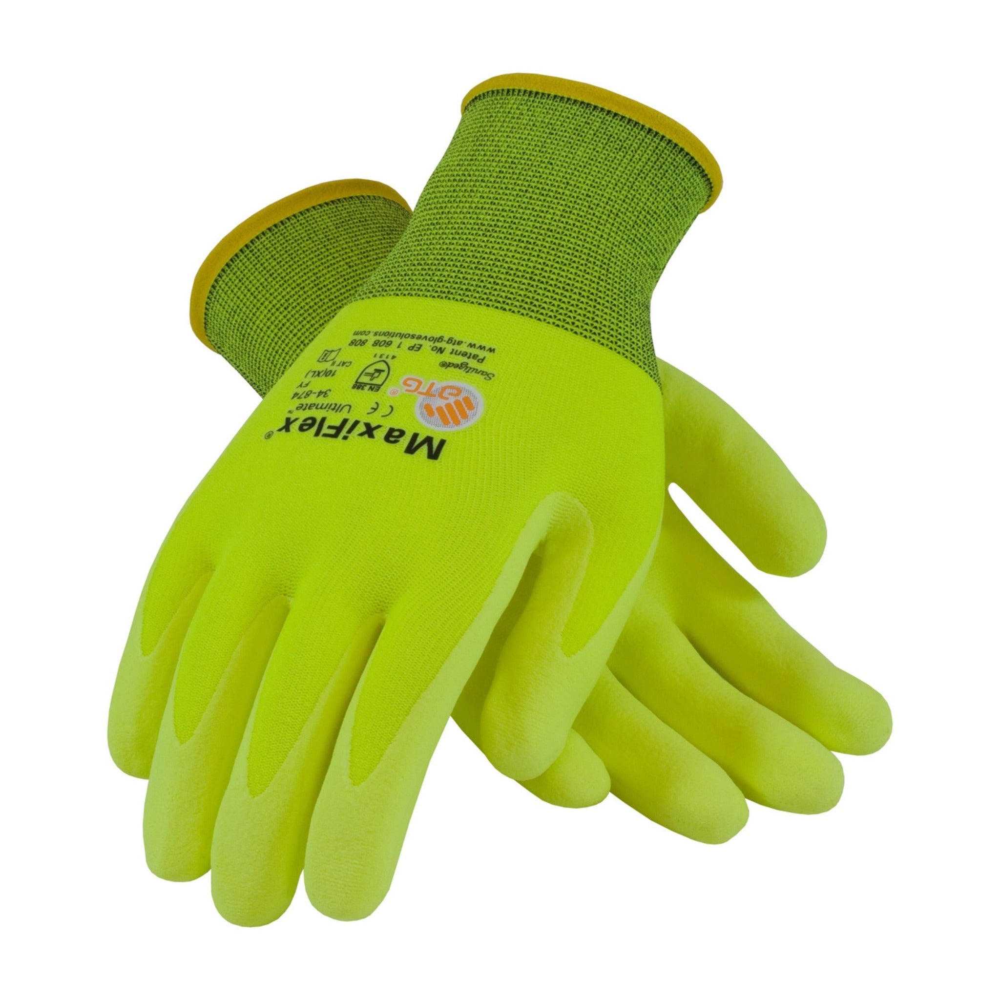 PIP ATG 34-874FY Hi Vis MaxiFlex Ultimate Gloves With Nitrile Micro-Foam_Back_Image