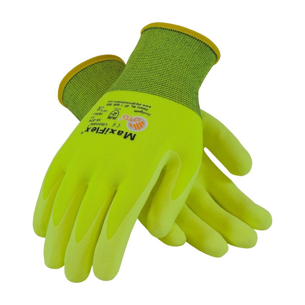 PIP ATG 34-874FY MaxiFlex Ultimate Gloves - Hi-Vis - Nitrile Micro-Foam, Box of 12