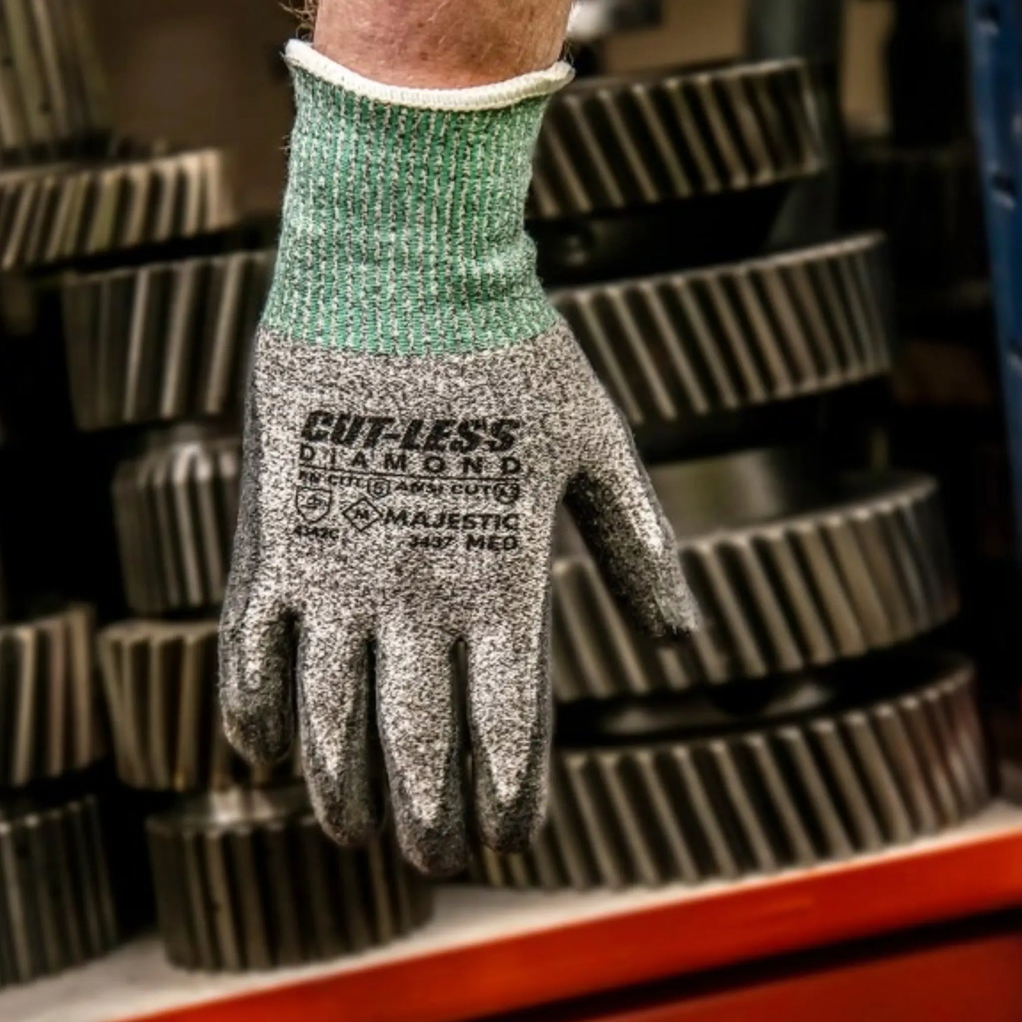 MAJESTIC GLOVE 3437 Cut-Less Glove with Polyurethane Palm Coating-Model