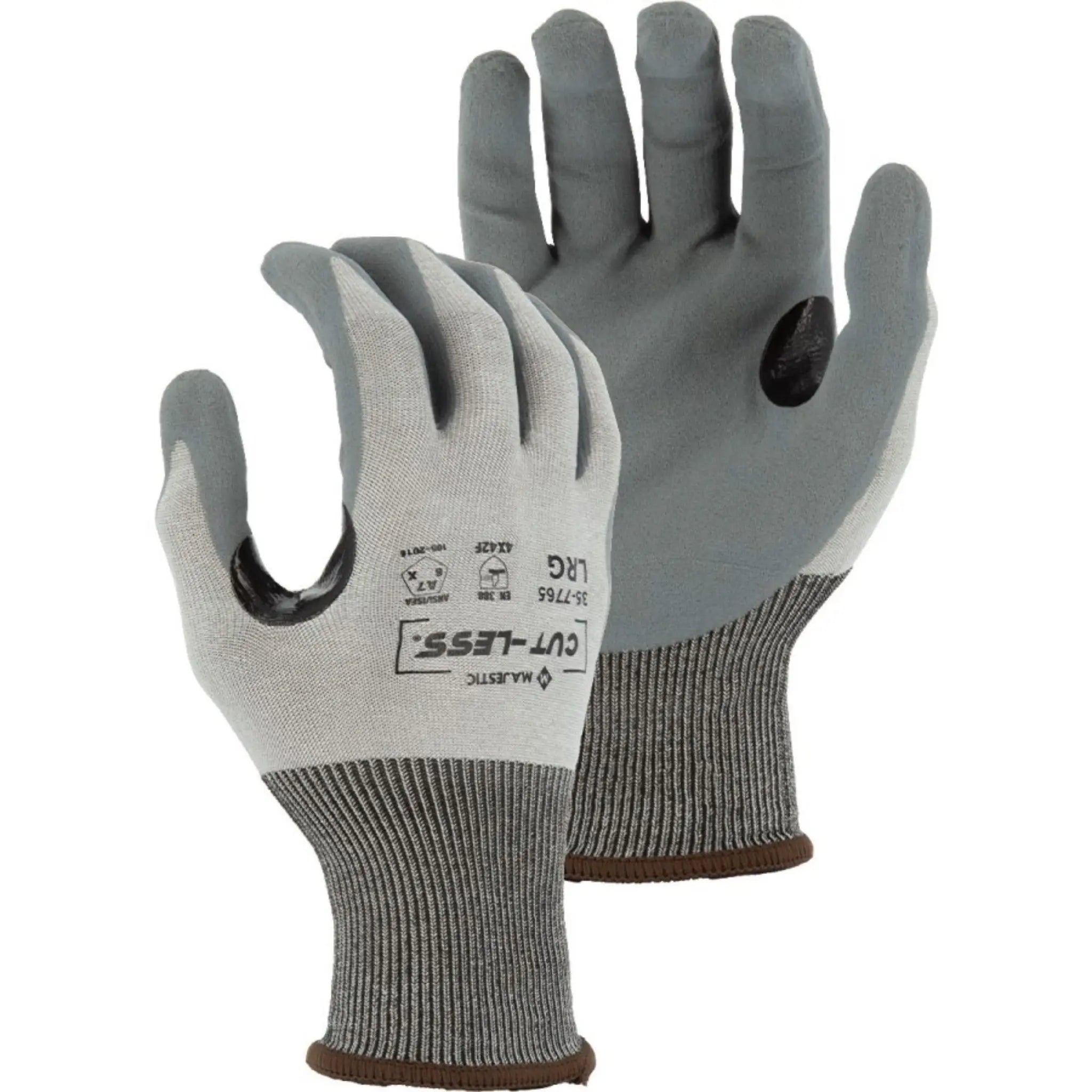 MAJESTIC GLOVE 35-7765 Cut-Less Korplex Glove with Foam Nitrile Palm, 18g, ANSI A7, Gray, 1 Dozen-main-Image