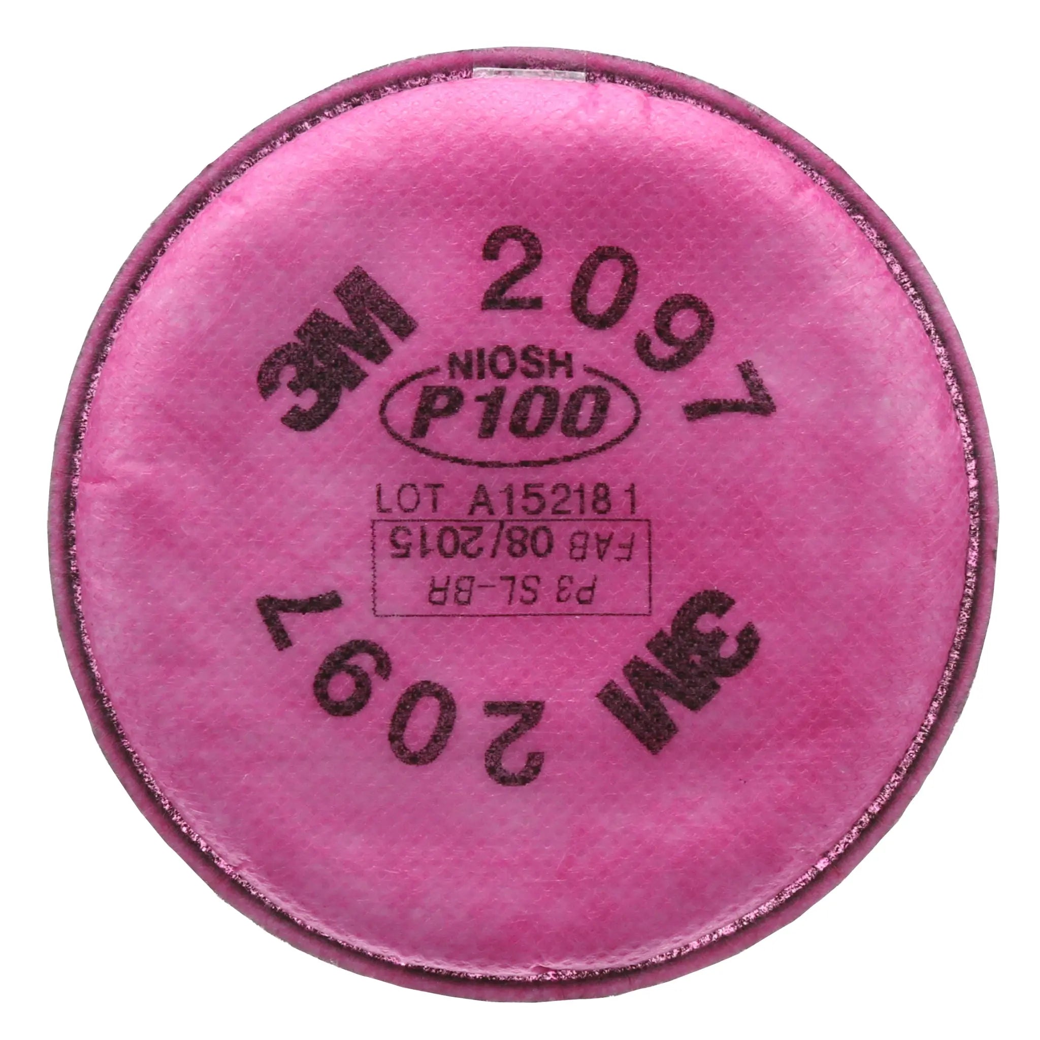 3M 2097 P100 Particulate Filter with Nuisance Level Organic Vapor Relief, Magenta, Front Image