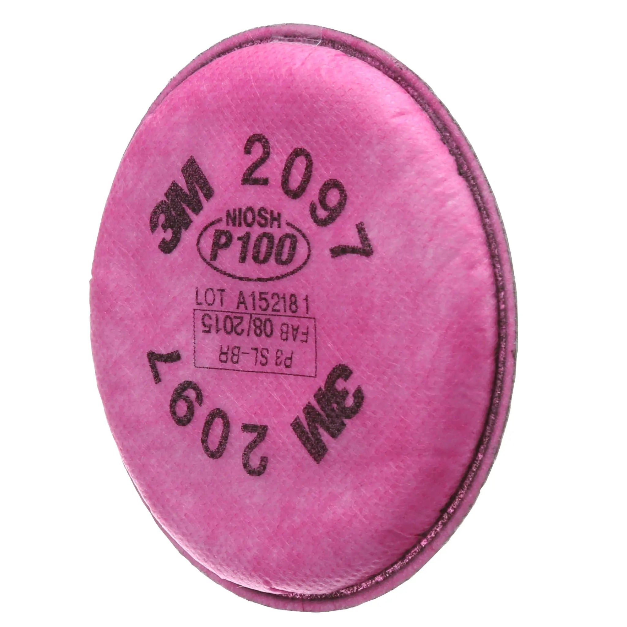 3M 2097 P100 Particulate Filter with Nuisance Level Organic Vapor Relief, Magenta, Left Image