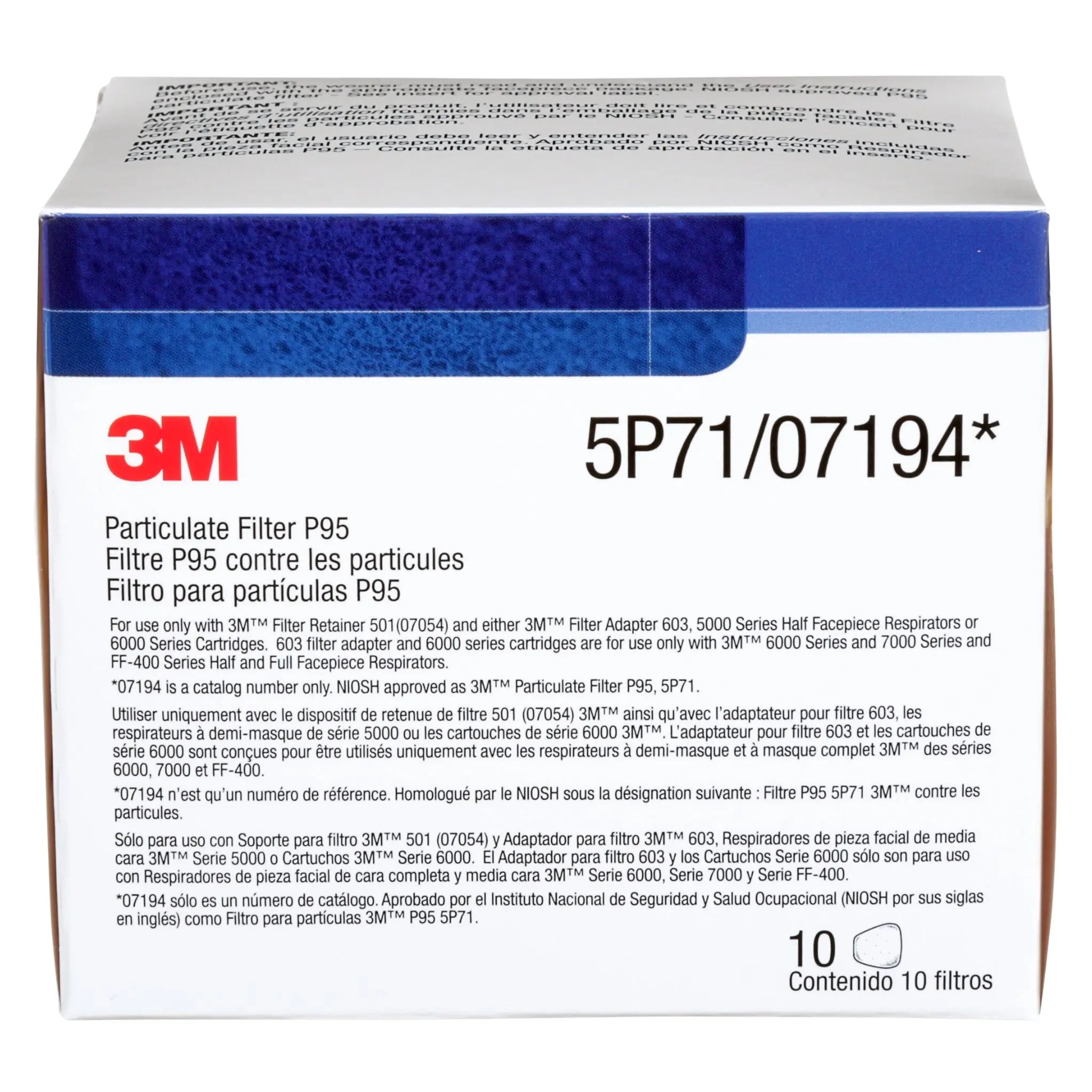 3M 5P71 P95 Particulate Filter, White, Center Image