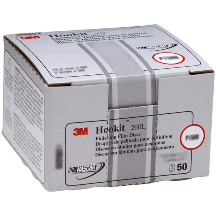 3M™ Hookit™ Finishing Film Abrasive Disc 260L, 00968, 6 in, P1200, 100 discs per carton, 4 cartons per case
