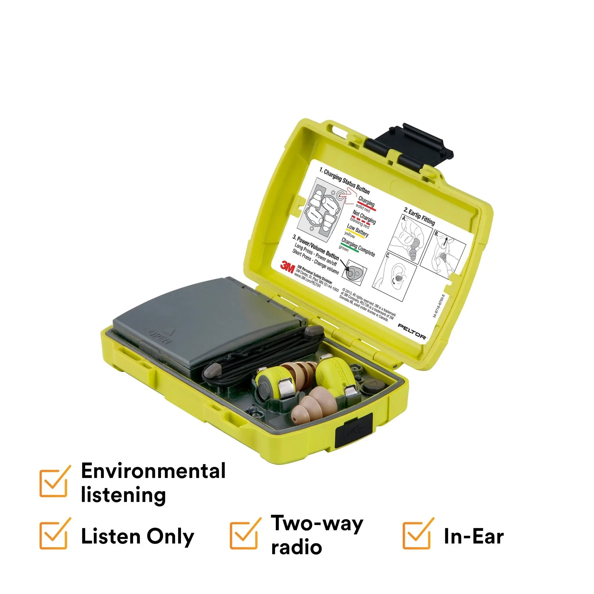 3M PELTOR Yellow LEP-200 Replacement Charging Case, 1 ea/cs