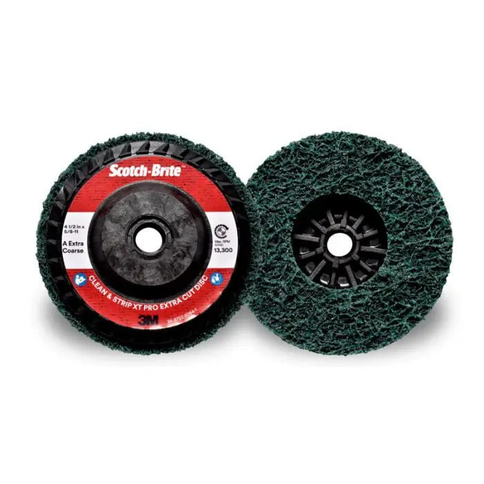 3M Scotch-Brite Clean & Strip XT Pro Extra Cut Disc, Type 27, Aluminum Oxide, 4.5 in Diameter, Quick Change, Case Of 10