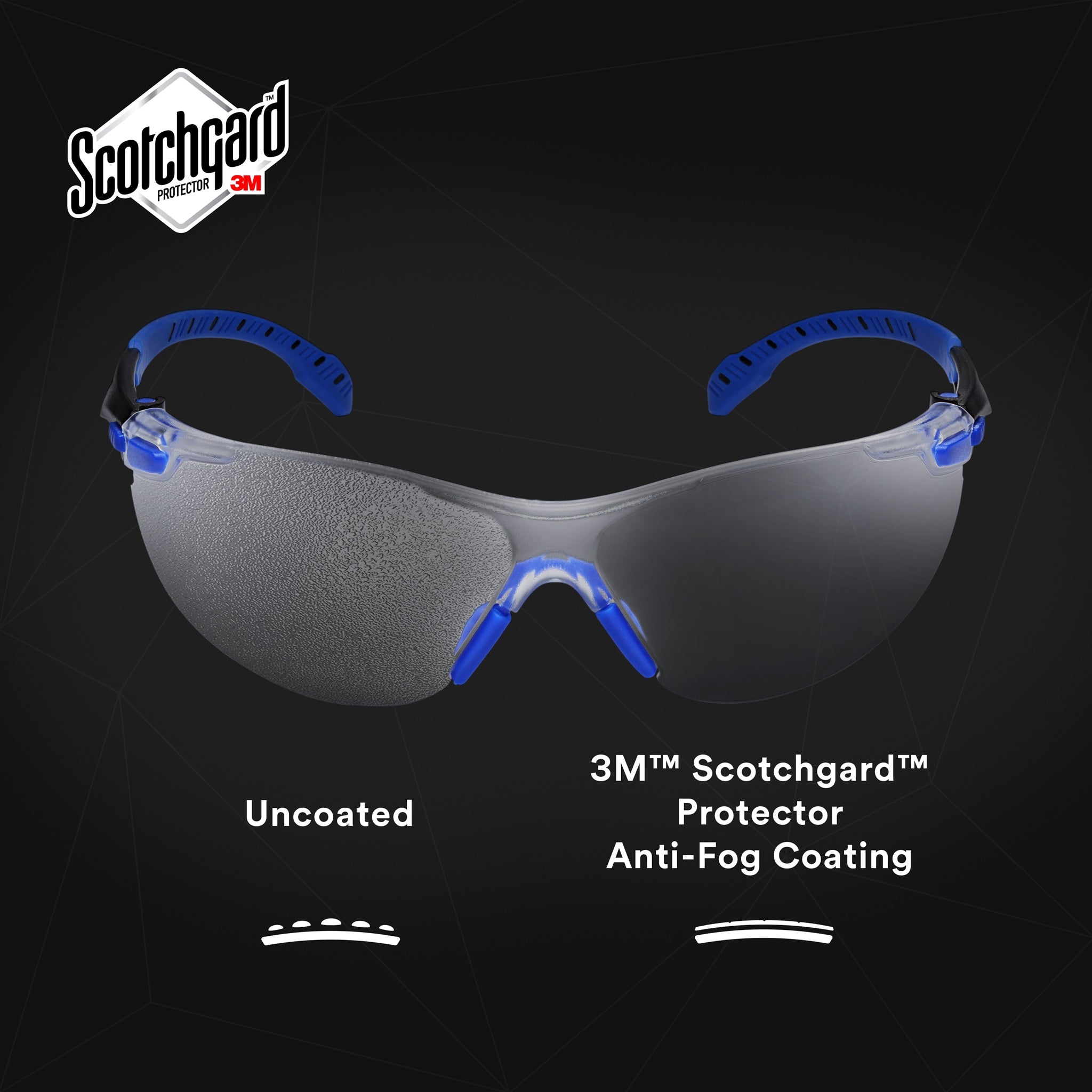 3M Solus 1000-Series Safety Glasses S1101SGAF Black-Blue Clear Scotchgard Anti-Fog Lens, 1 Each
