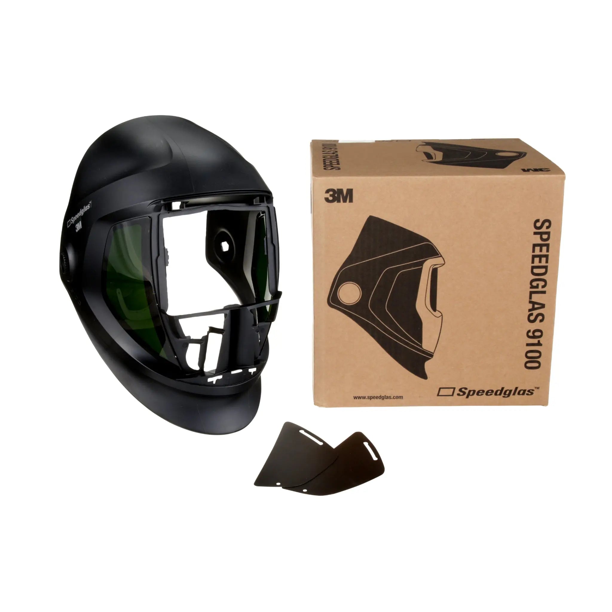 3M Speedglas 06-0300-52SW 9100 Welding Helmet with SideWindows_product and box image