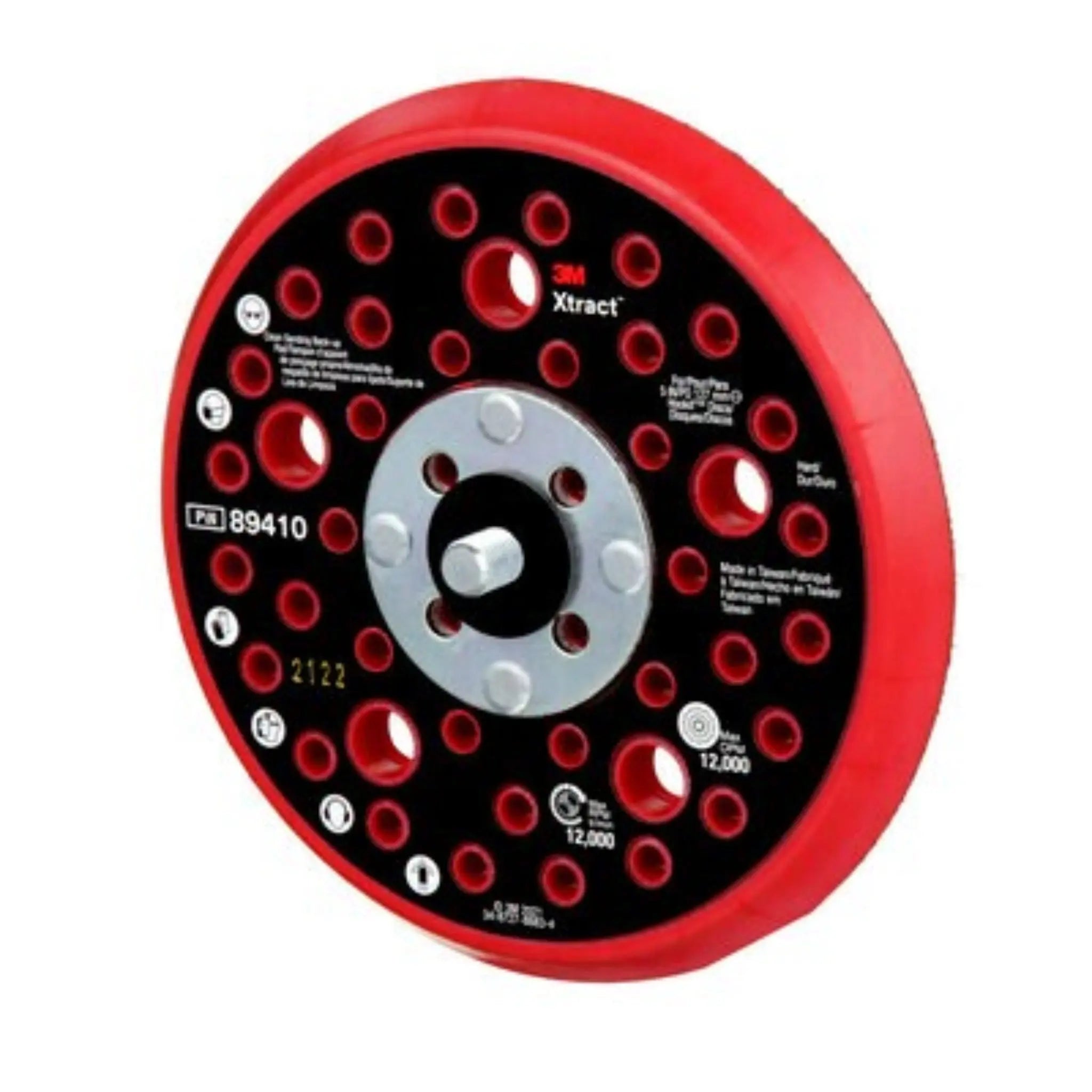 3M Xtract 7100273463 Back-up Pad 89410 Hard, Red, 5 inches, 1 Each, Main Image_04
