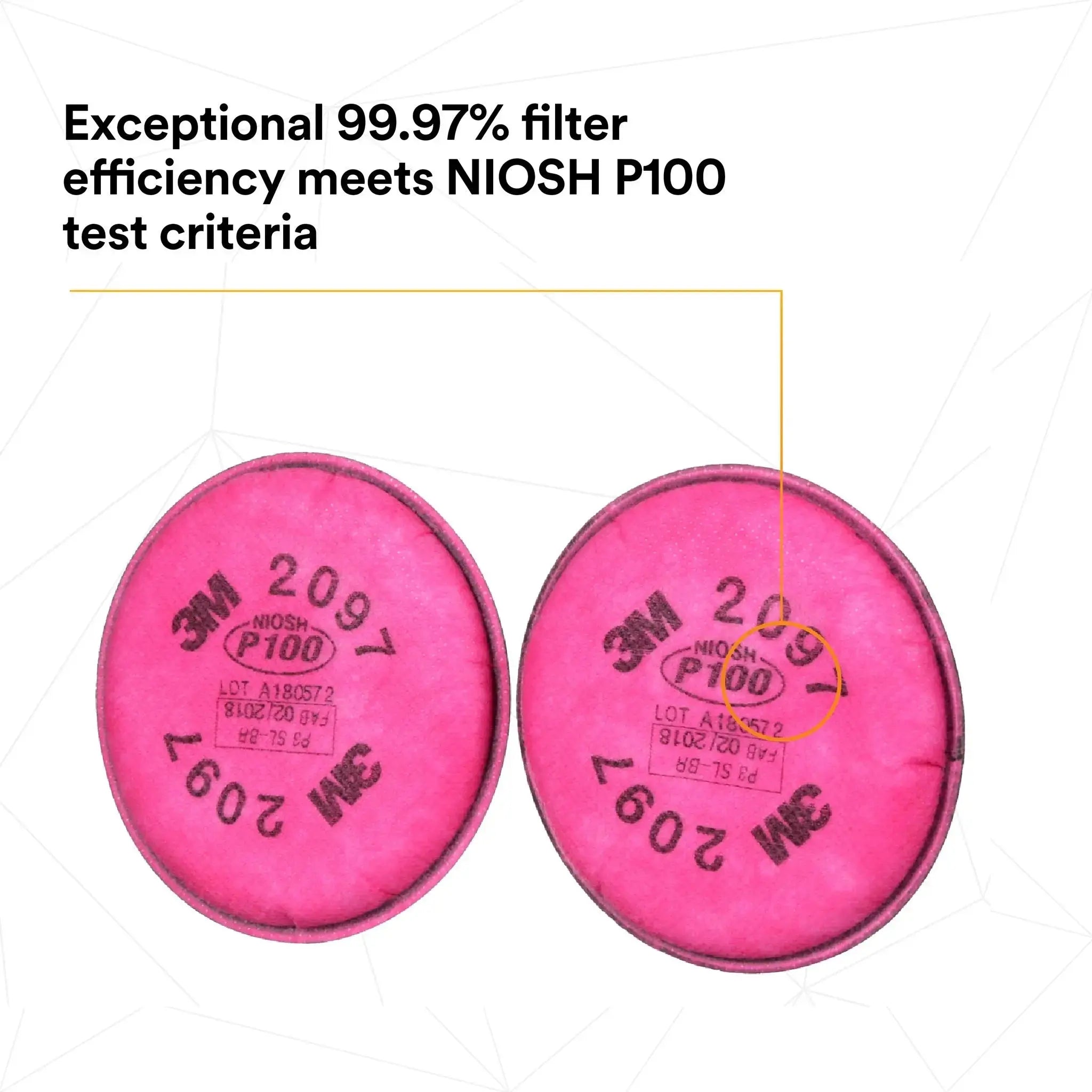 3M 2097 P100 Particulate Filter with Nuisance Level Organic Vapor Relief, meets NIOS P100
