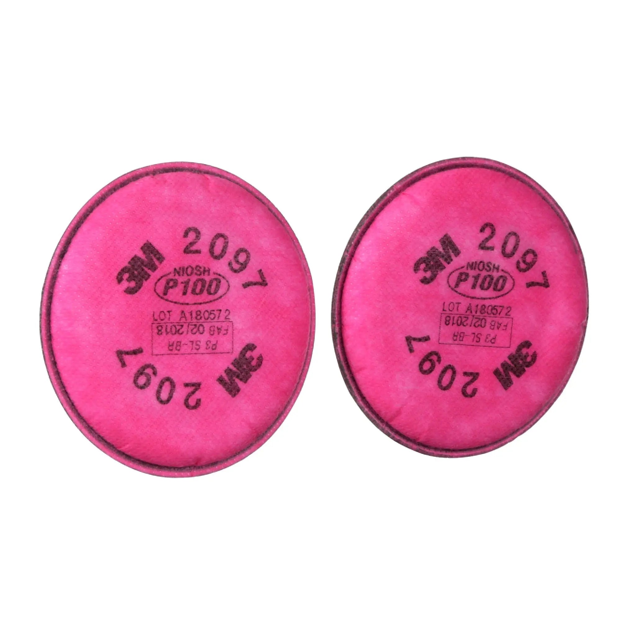 3M 2097 P100 Particulate Filter with Nuisance Level Organic Vapor Relief, Front, Side