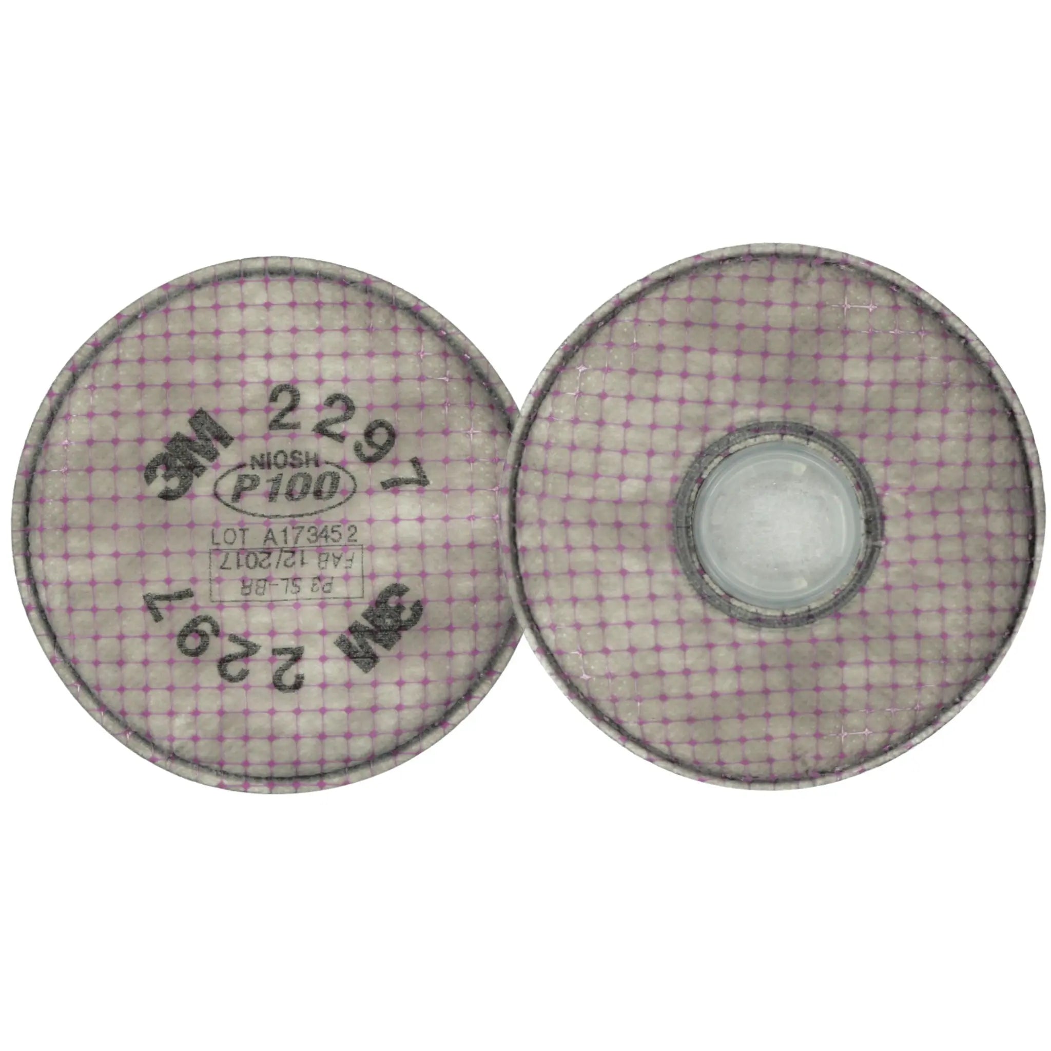3M 2297 P100 Advanced Particulate Filter with Nuisance Level Organic Vapor Relief, Front and Back