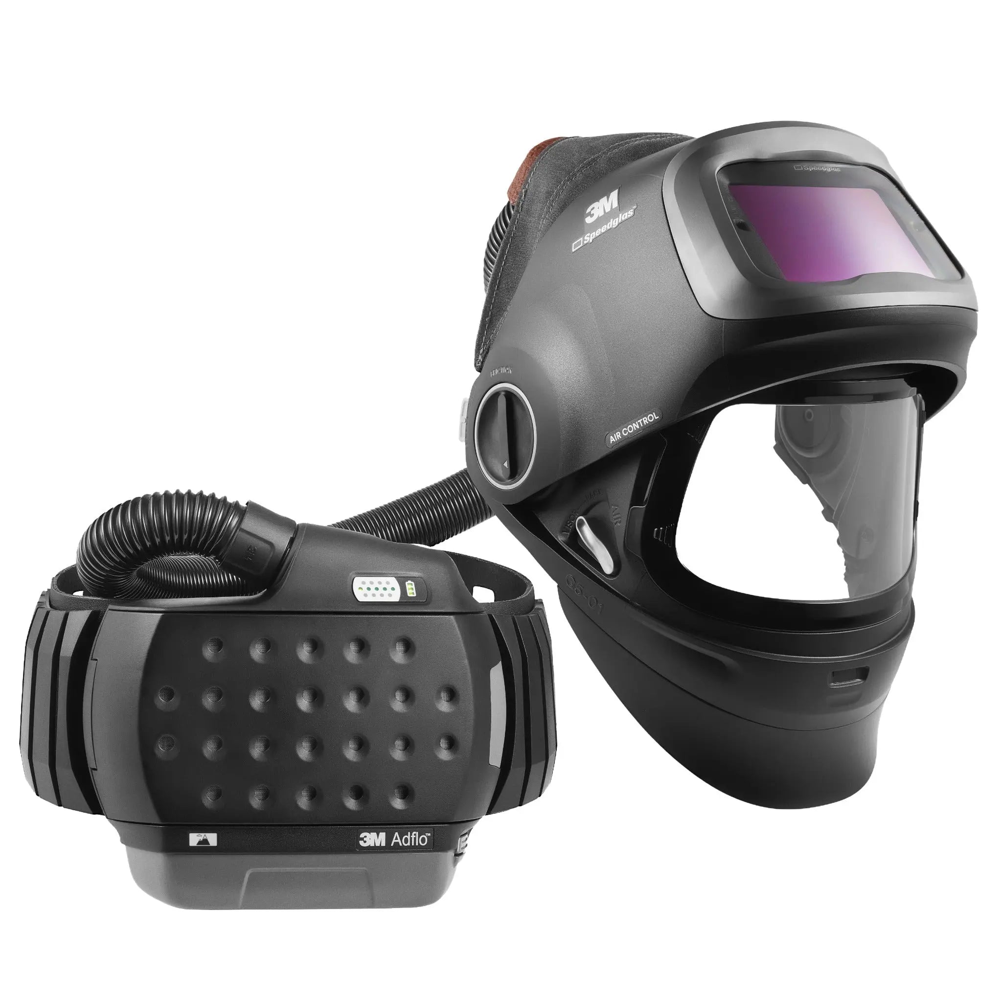 3M Speedglas 46-1101-30i Heavy-Duty Welding Helmet G5-01 w ADF G5-01 and 3M Adflo PAPR Assembly, Black, 1 Each