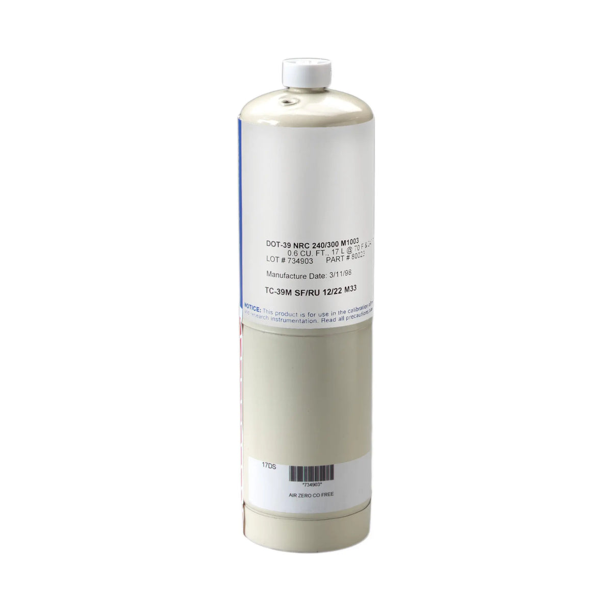 3M Span Gas Cylinder 529-05-16, Large, 1 EA/Case