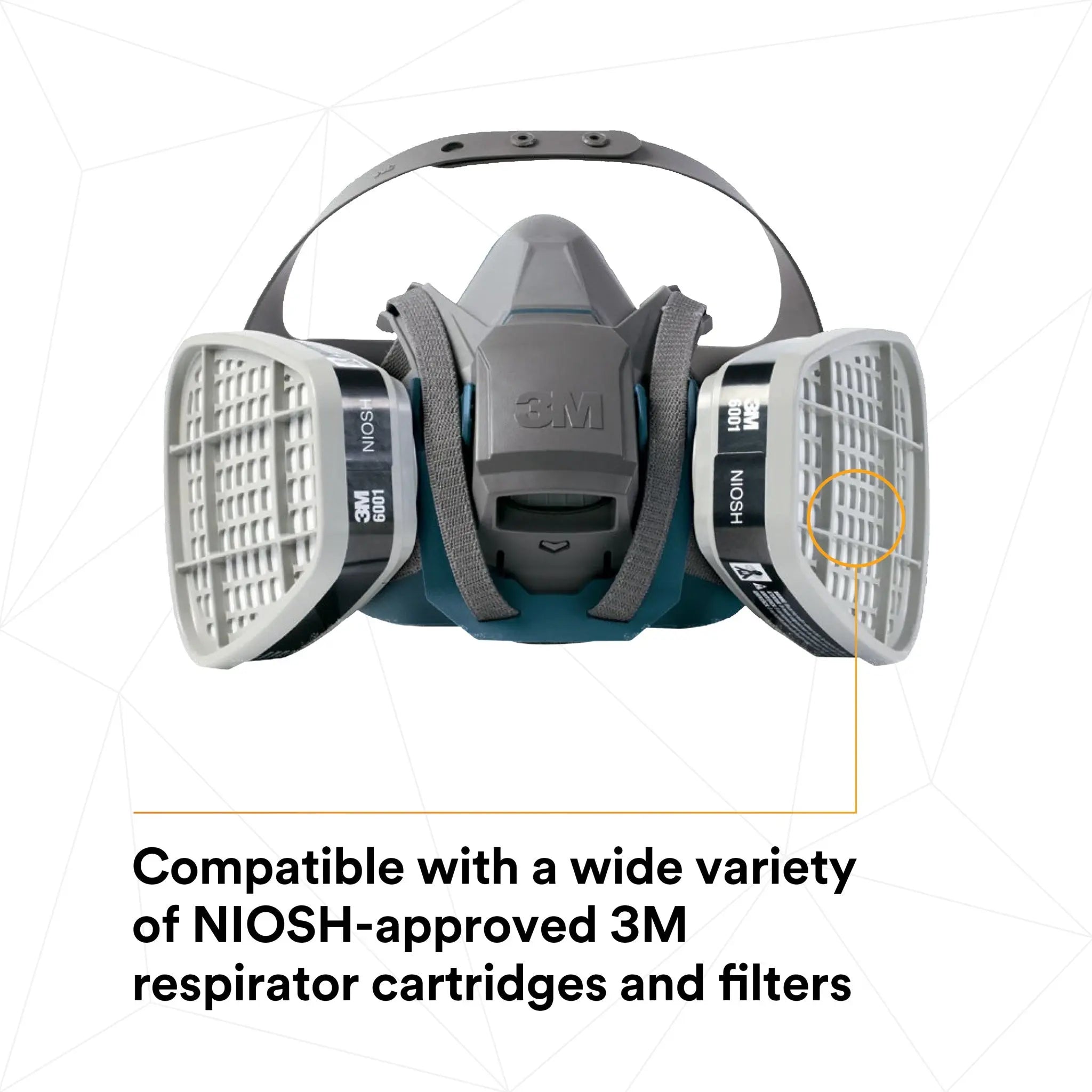 3M 6500QL Series Rugged Comfort Quick Latch Half Face Respirator, Gray