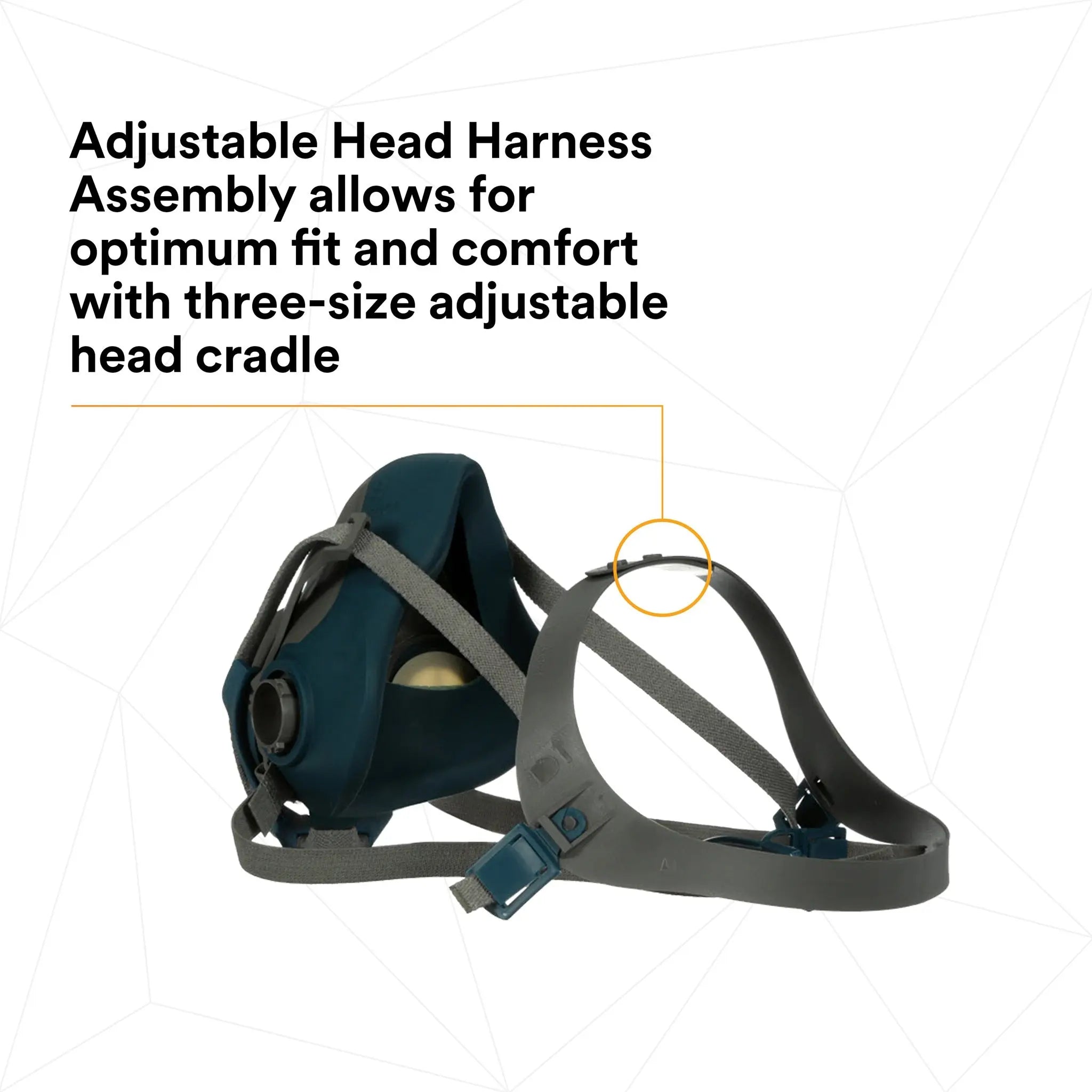 3M 6500QL Series Rugged Comfort Quick Latch Half Face Respirator, Gray, Adjustable Head Harness Assembly