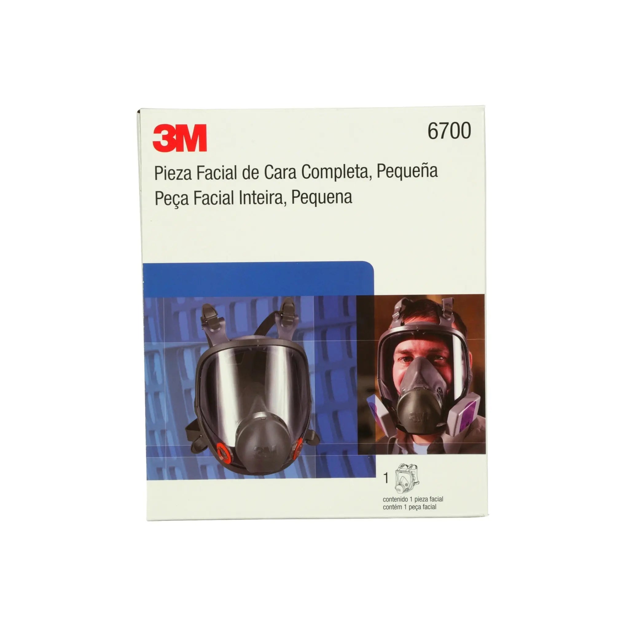 3M 6000 Series Full Face Respirator, Gray, Box, Front