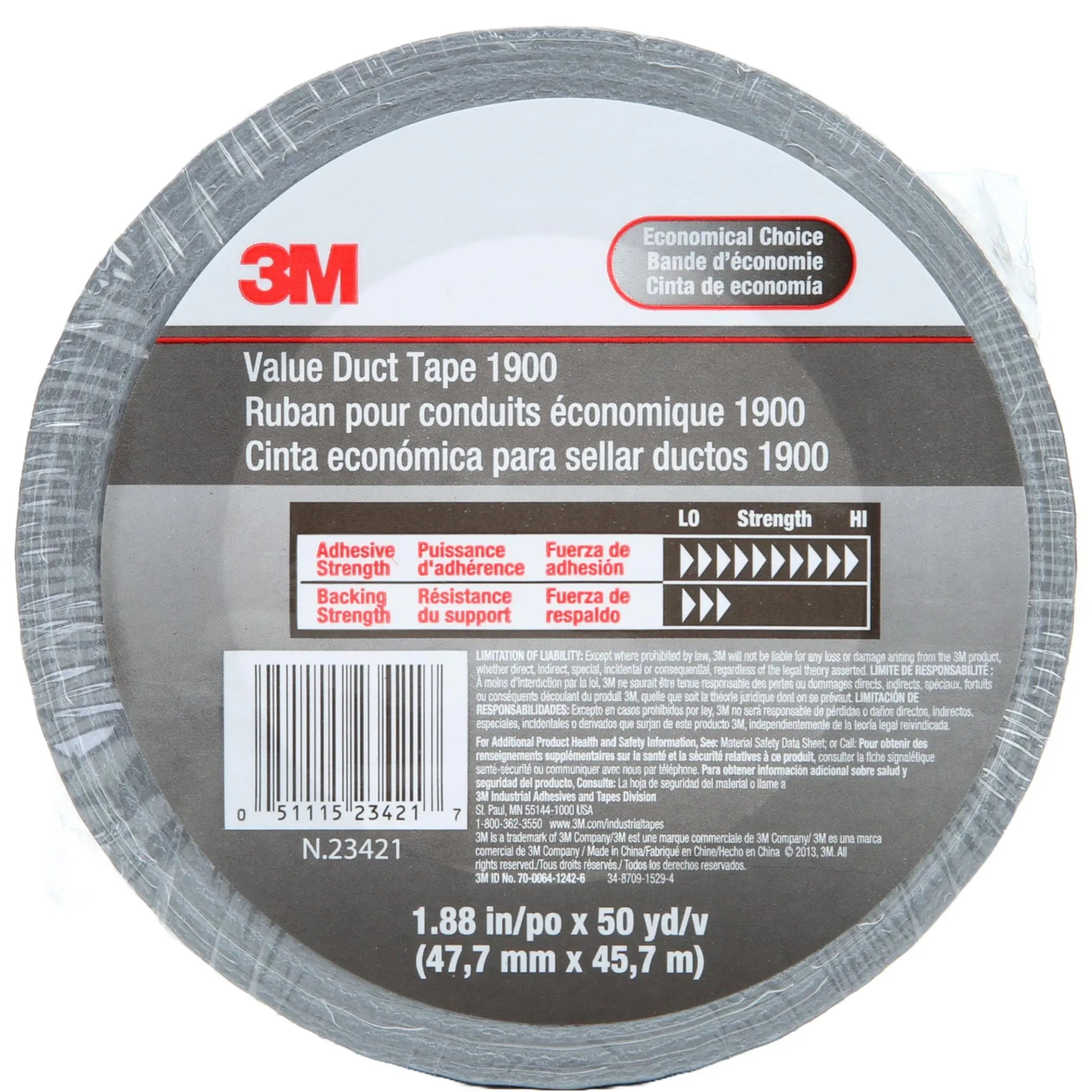 3M Value Duct Tape 1900 Silver 1.88 in x 60 yd 5.8 mil main image