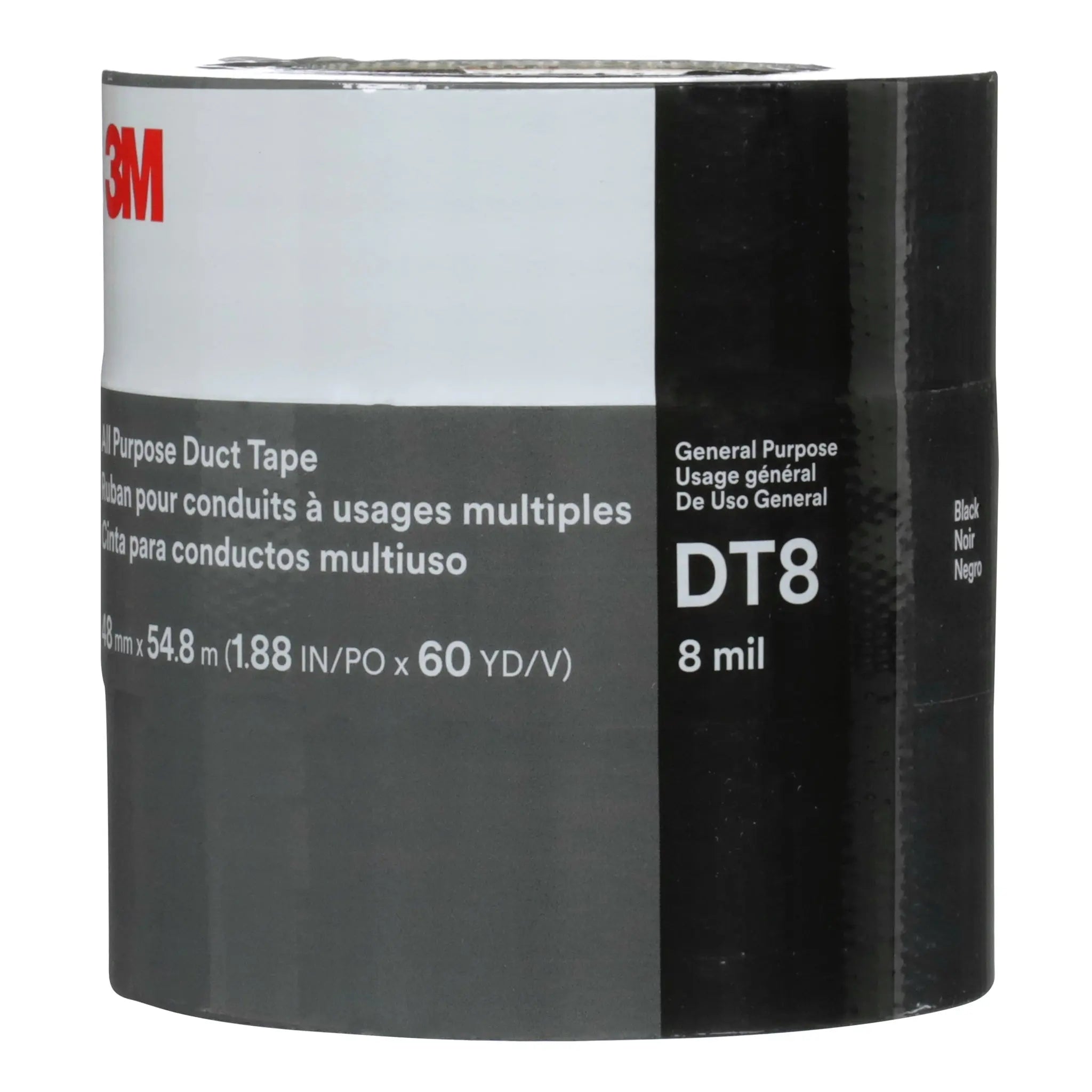 3M All Purpose Duct Tape DT8 Silver 48 mm x 54.8 m 8 mil (3 Roll/Pack), 1 Roll