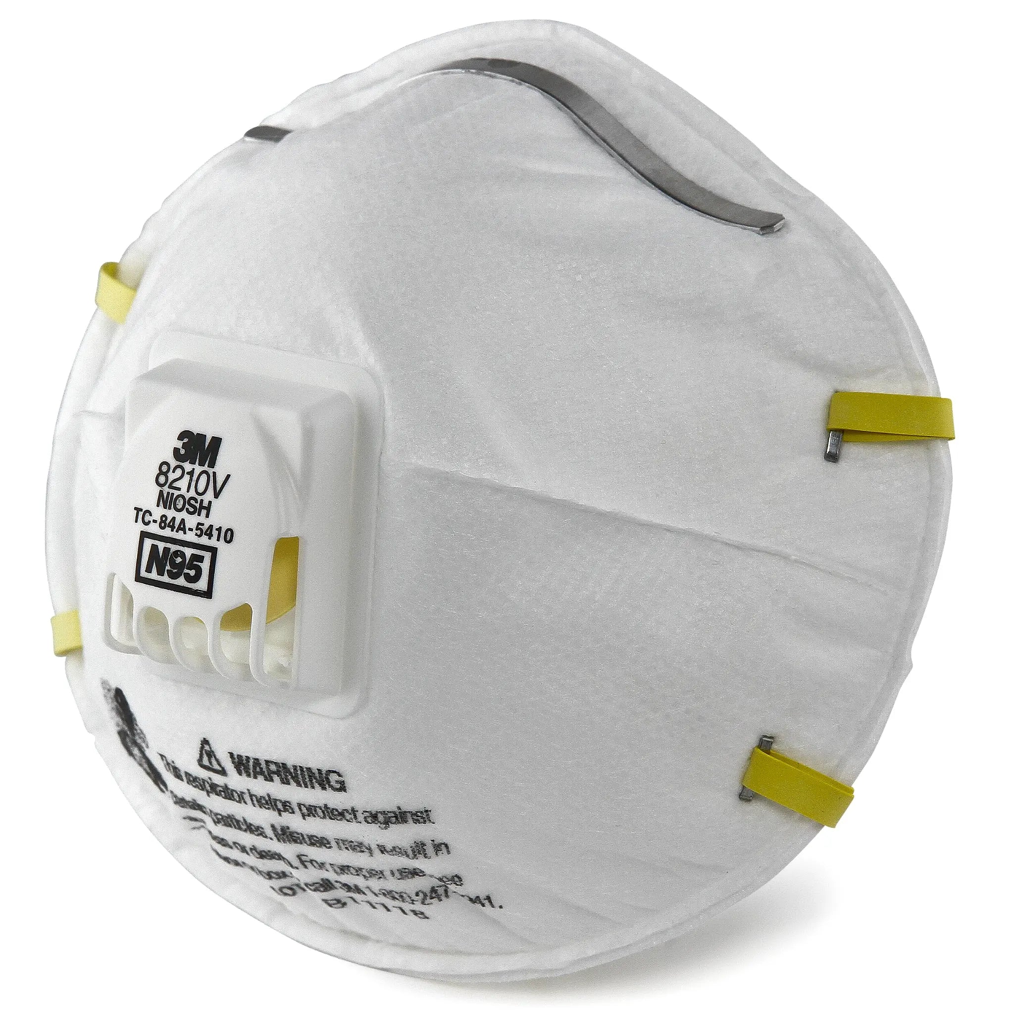 3M 8210V N95 Particulate Respirator, White, Standard, left angle view