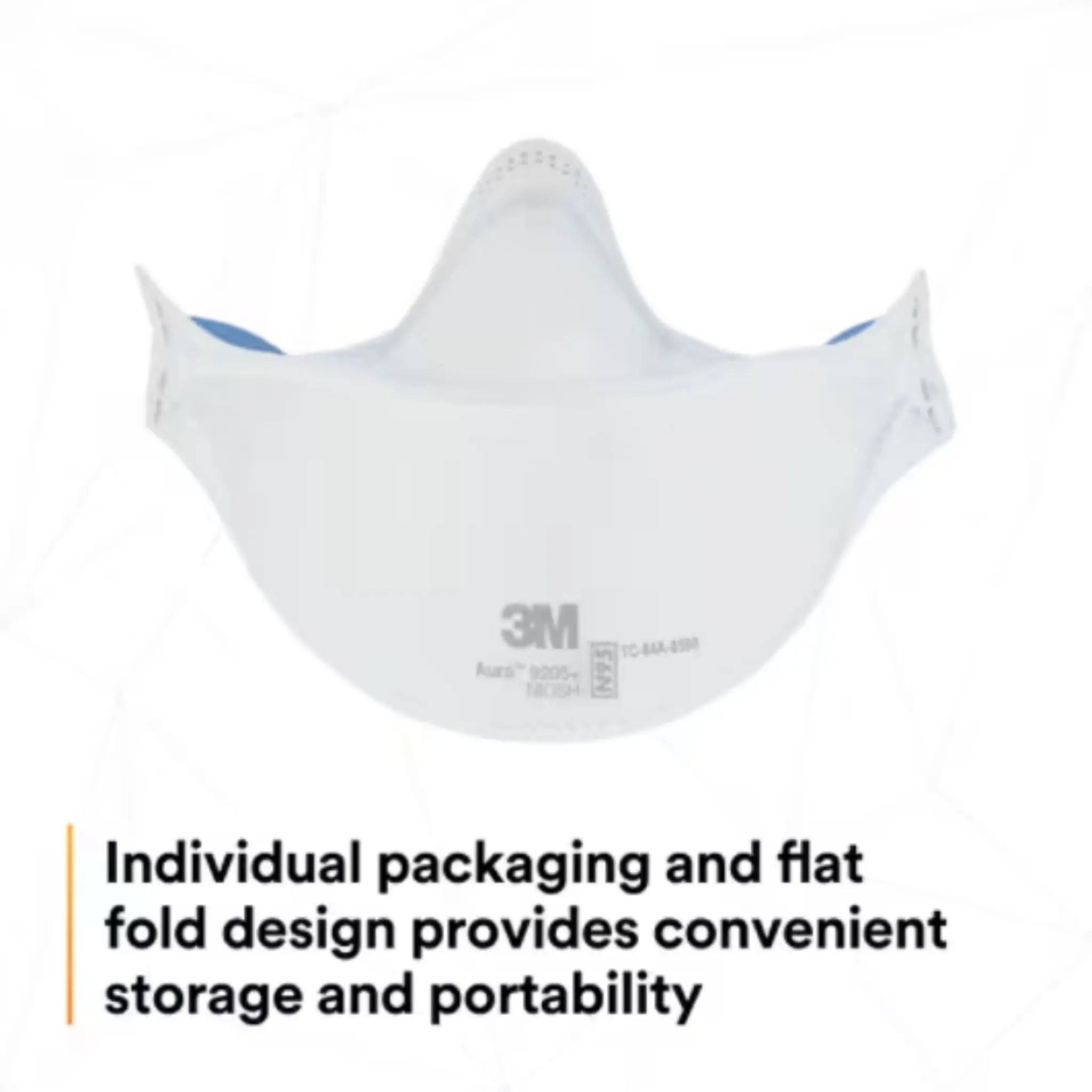 3M 9205+ N95 Aura Particulate Respirator Mask, White, Universal, Individual Packaging