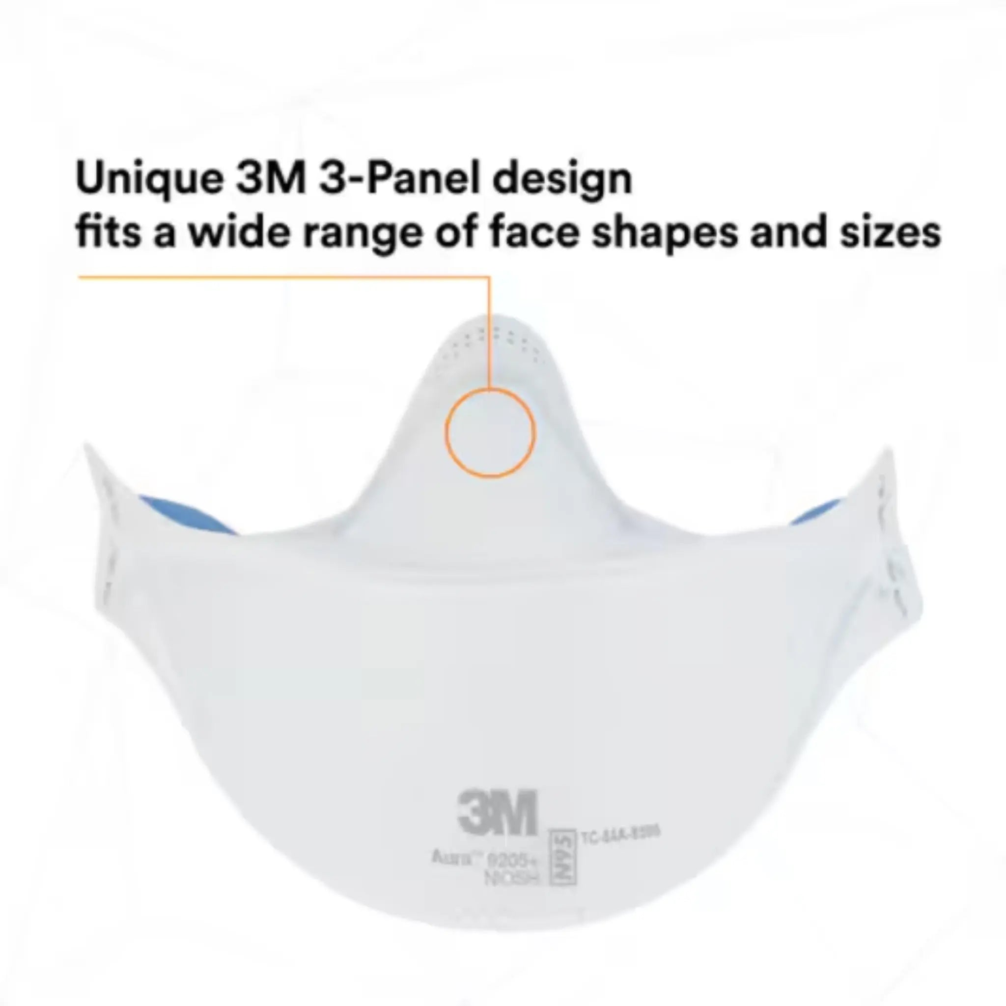 3M 9205+ N95 Aura Particulate Respirator Mask, White, Universal, Panel Design