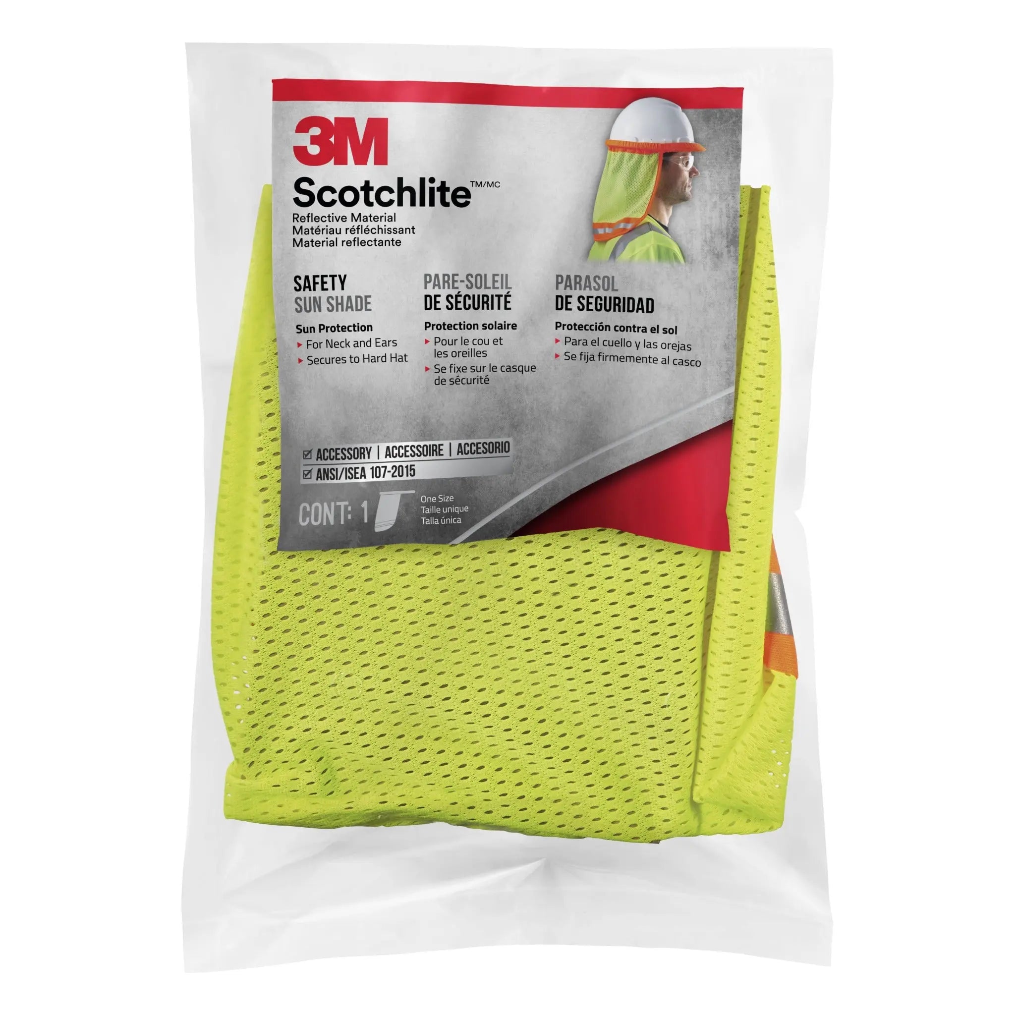 3M Hi-Vis Hard Hat Sun Shade, 94800-80030, Yellow, 8-case