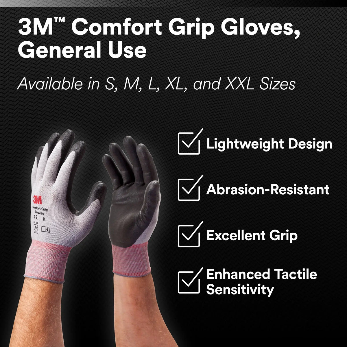 3M CG-GU Comfort Grip Glove, Gray, 1 Pair, performance