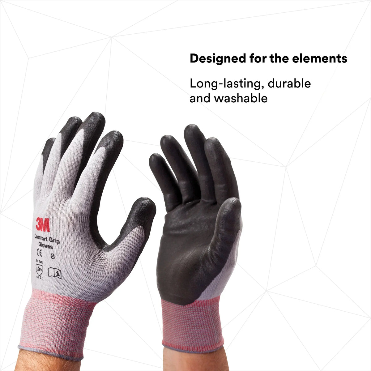 3M CG-GU Comfort Grip Glove, Gray, 1 Pair, designed for the elements