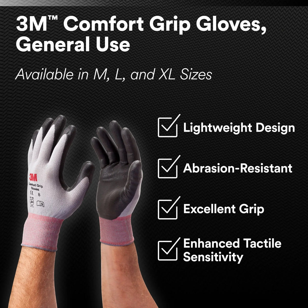 3M CG-GU Comfort Grip Glove, Gray, 1 Pair, general usage