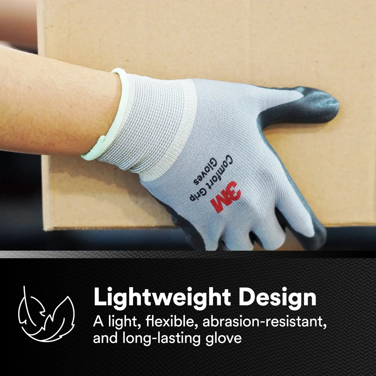 3M CG-GU Comfort Grip Glove, Gray, 1 Pair, lightweight design