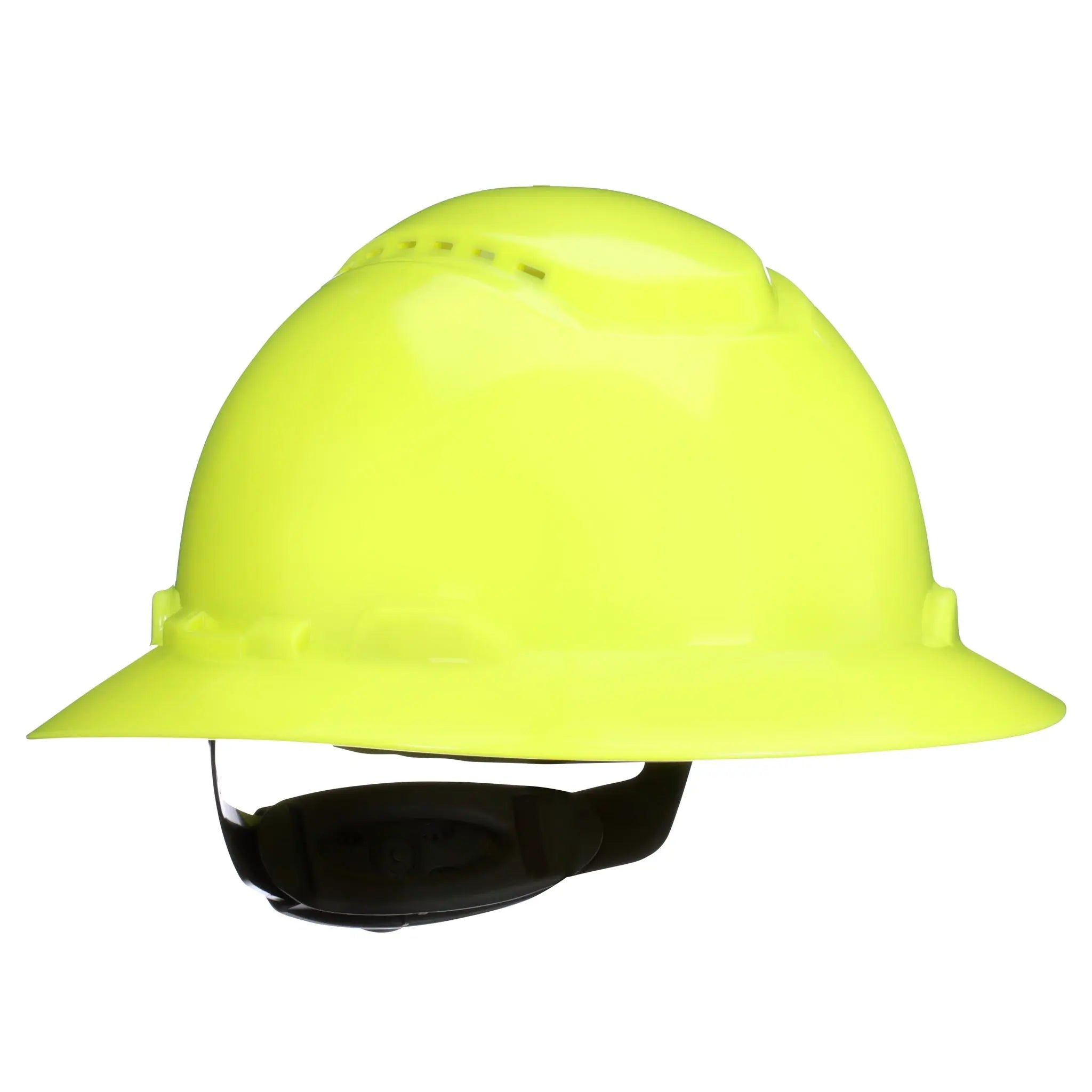 3M SecureFit Full Brim Hard Hat H-809SFV-UV, HiVis Yellow Vented 4-Pt Pressure Diffusion Ratchet Suspension w/ UVicator, 20ea/CS