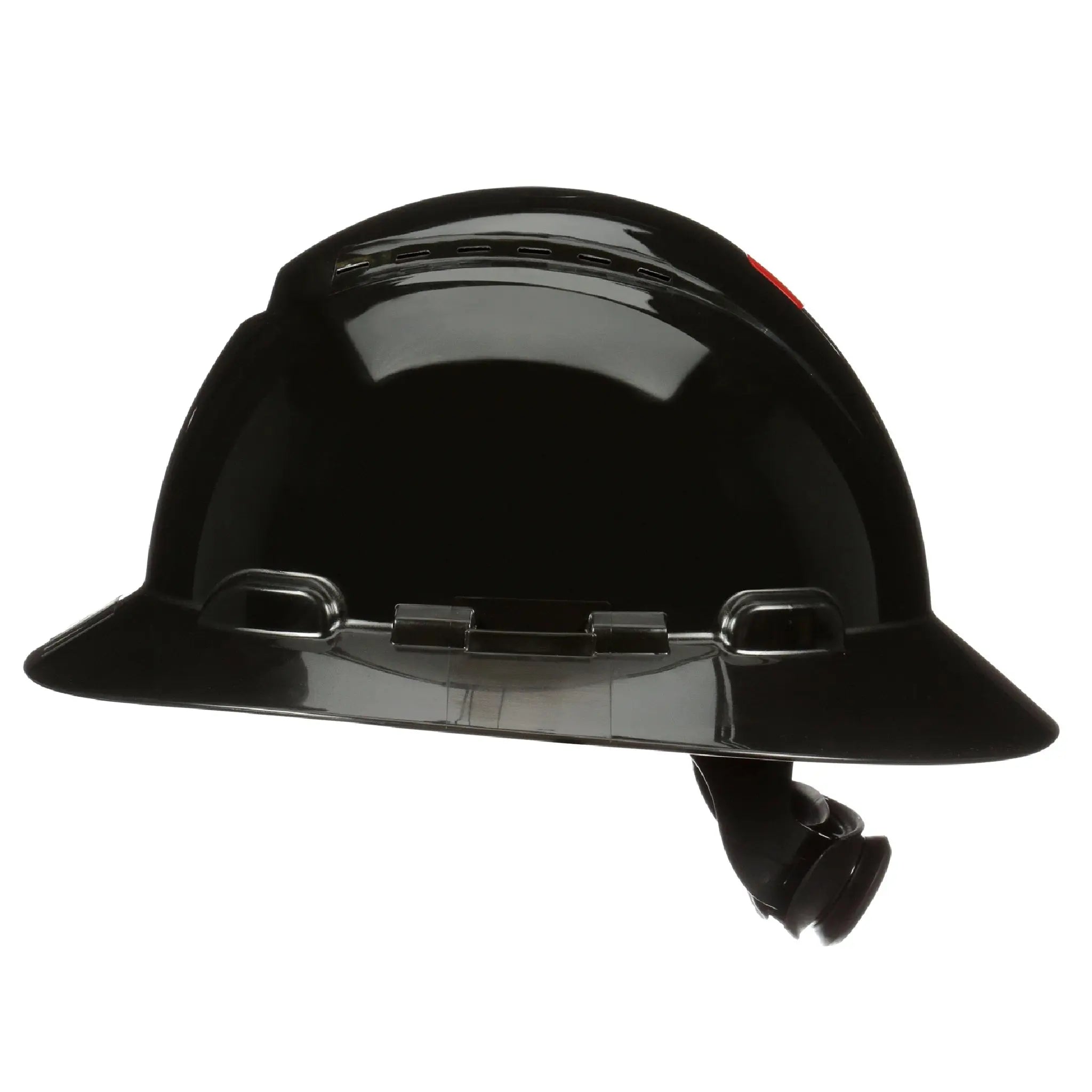3M SecureFit Full Brim Hard Hat H-812SFV-UV, Black, Vented, 4-Point Pressure Diffusion Ratchet Suspension with UVicator, 20ea/CS