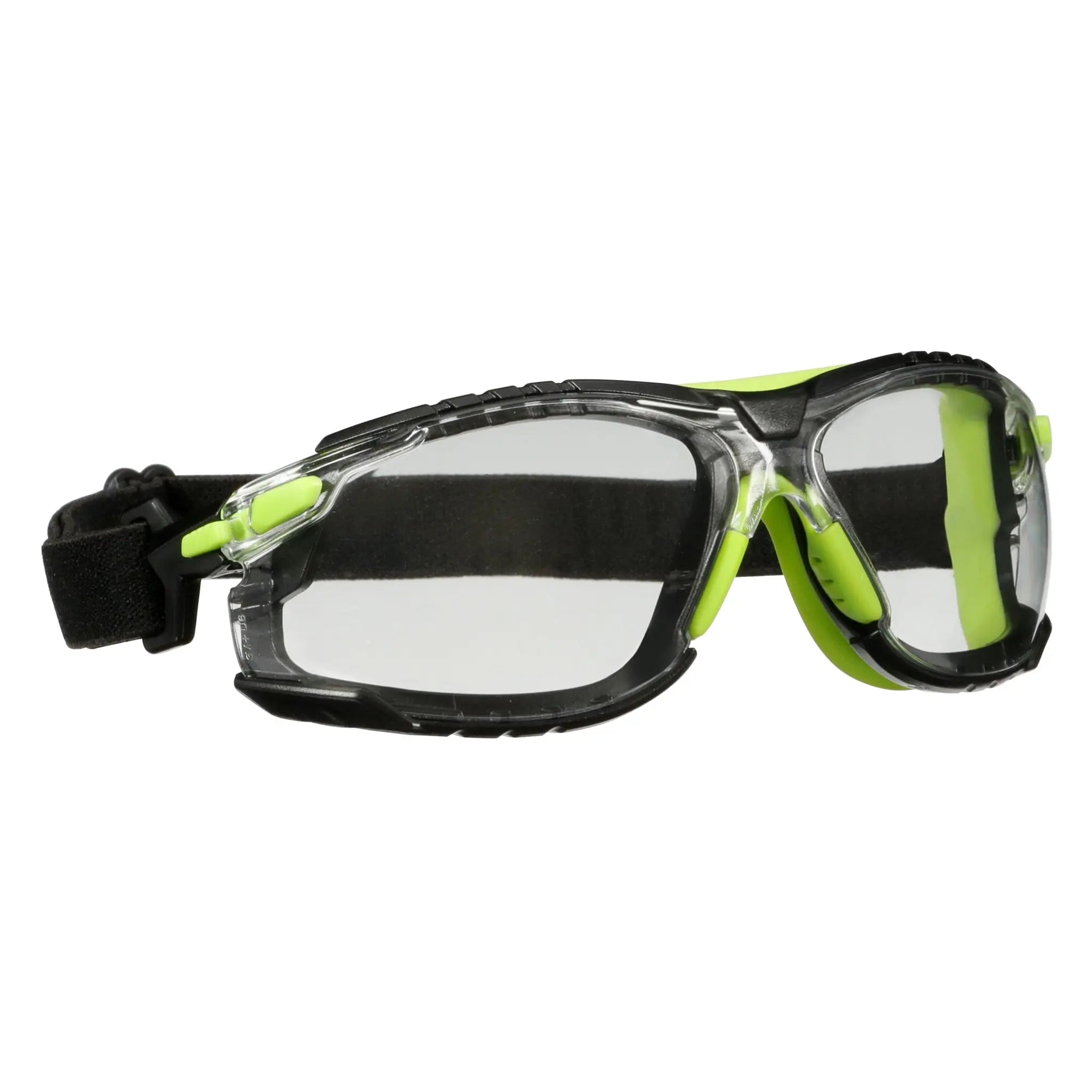 3M Solus 1000 Series S1201SGAF-TSKT, Grn/Blk, Scotchgard Anti-Fog Coating, Clear AF-AS lens, TPE/Strap only, 20 ea/Case