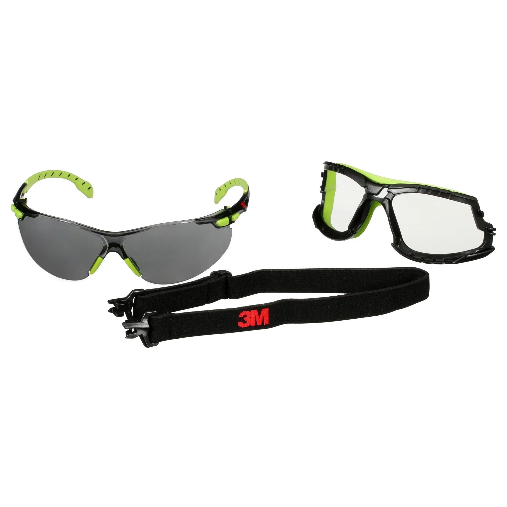 3M Solus 1000 Series S1202SGAF-TKT, Grn/Blk, Scotchgard Anti-Fog Coating, Gray AF-AS lens, TPE/Strap, 20 ea/CaseÂ