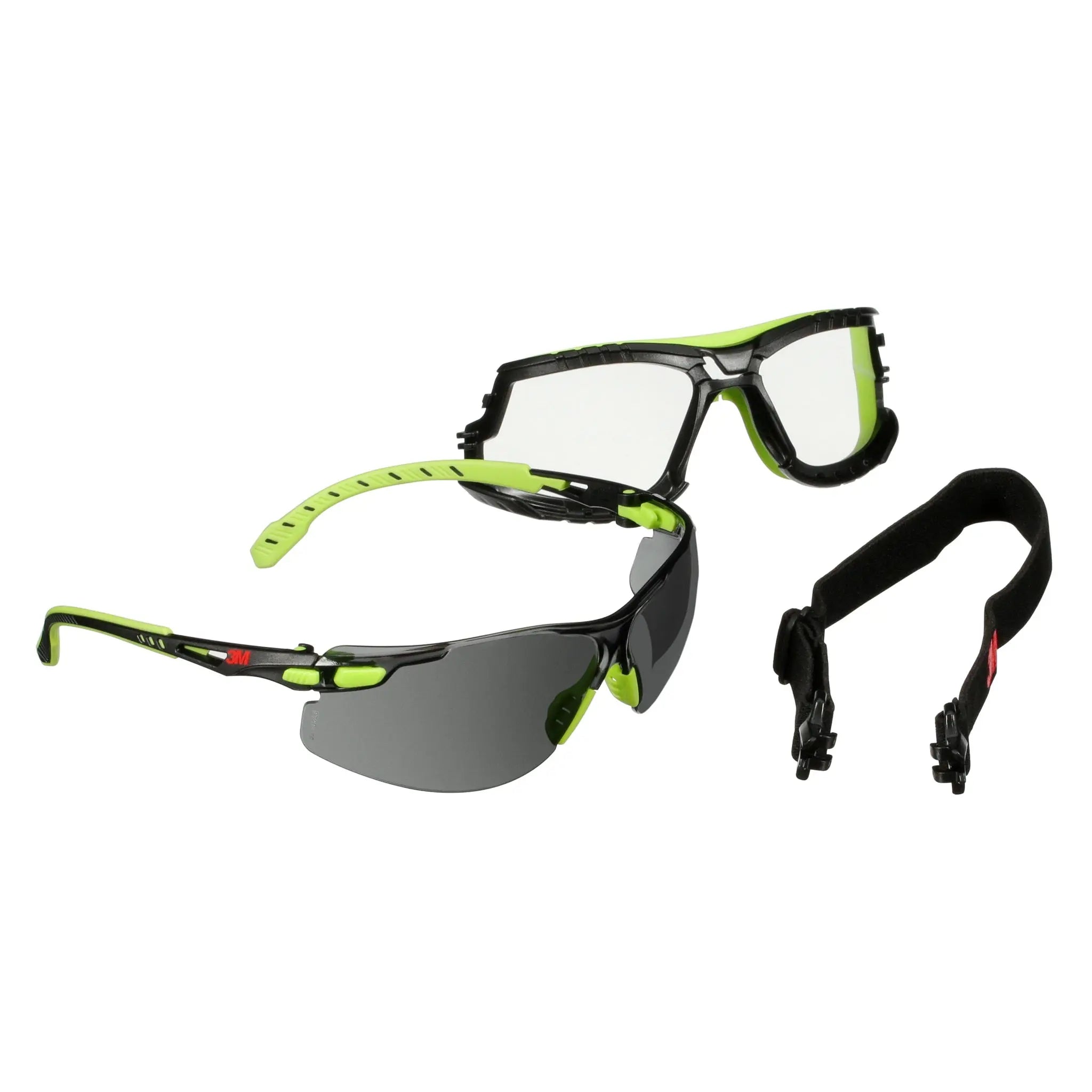 3M Solus 1000 Series S1202SGAF-TKT, Grn/Blk, Scotchgard Anti-Fog Coating, Gray AF-AS lens, TPE/Strap, 20 ea/CaseÂ