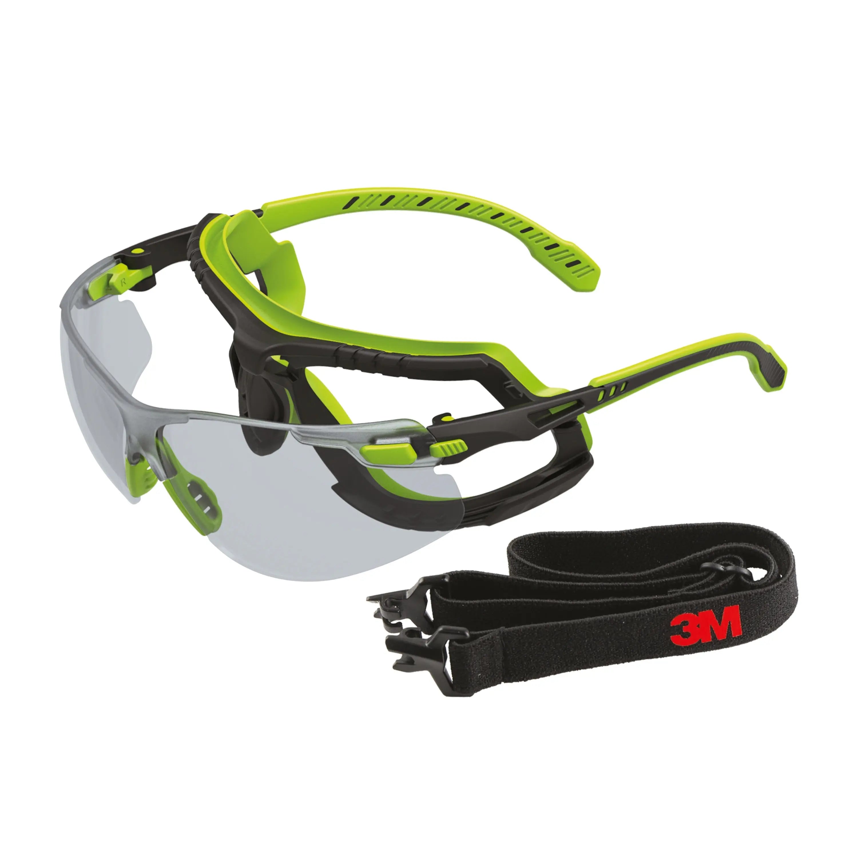 3M Solus 1000 Series S1207SGAF-TKT, Grn/Blk, Scotchgard Anti-Fog Coating, IO Gray AF-AS lens, TPE/Strap, 20 ea/Case