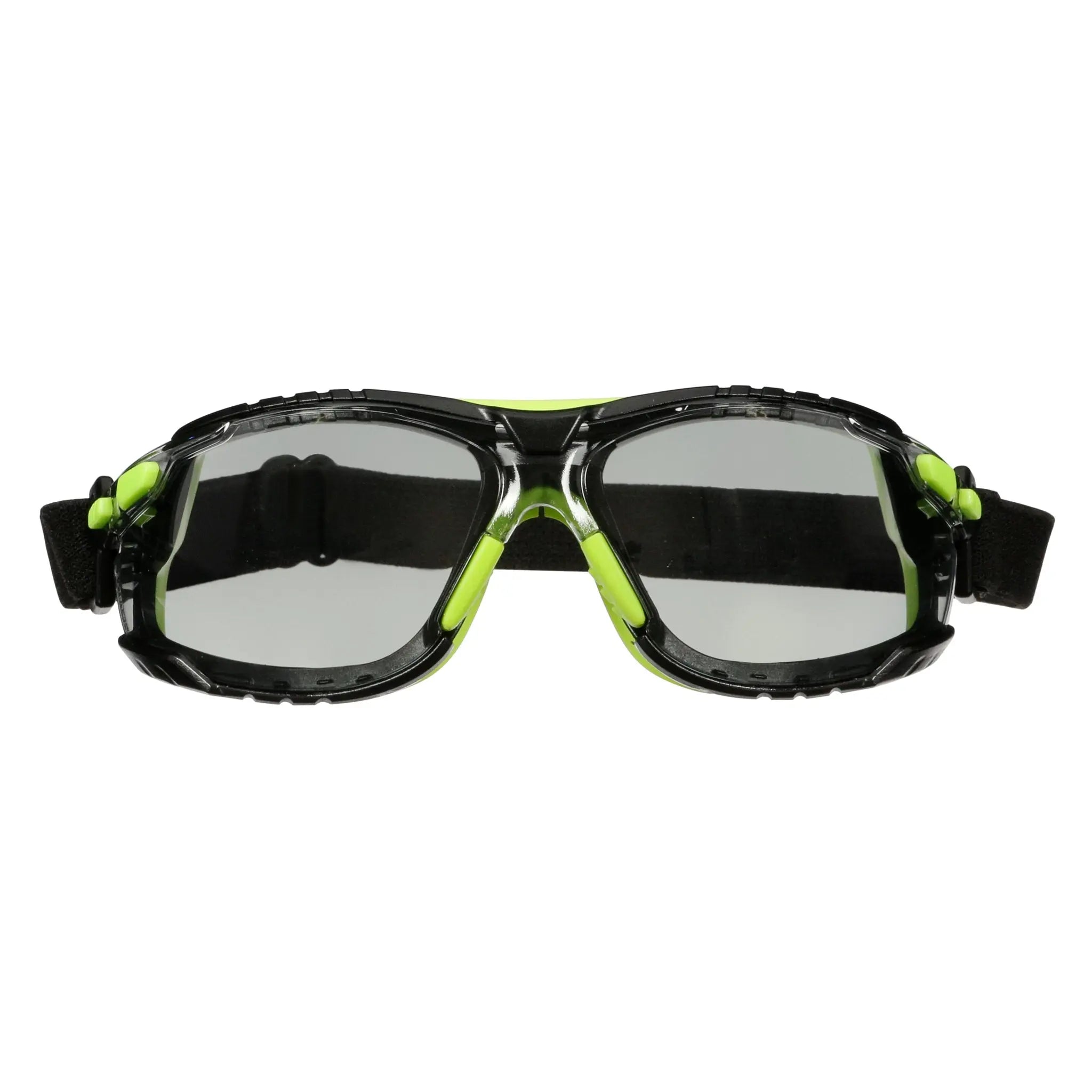 3M Solus 1000 Series, S1207SGAF-TSKT, Grn/Blk, Scotchgard Anti-Fog Coating, IO Gray AF-AS lens, TPE/Strap only 20ea/cs
