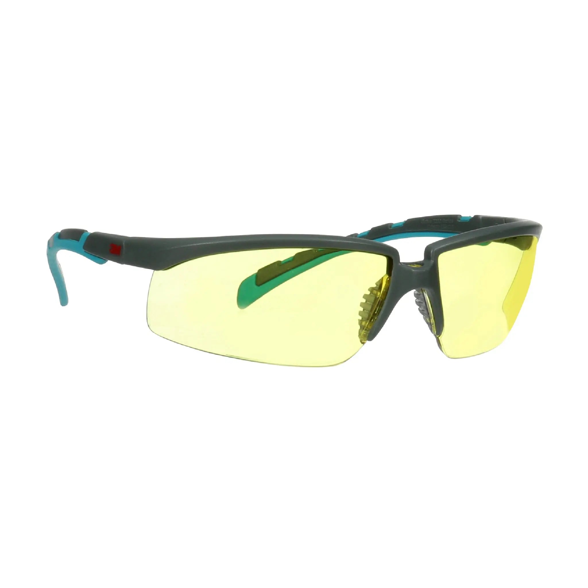 3M Solus 2000 Series, S2003SGAF-BGR, Gray/Blue-Green Temples,
Scotchgard Anti-Fog Coating, Amber AF-AS lens, 20ea/csÂ