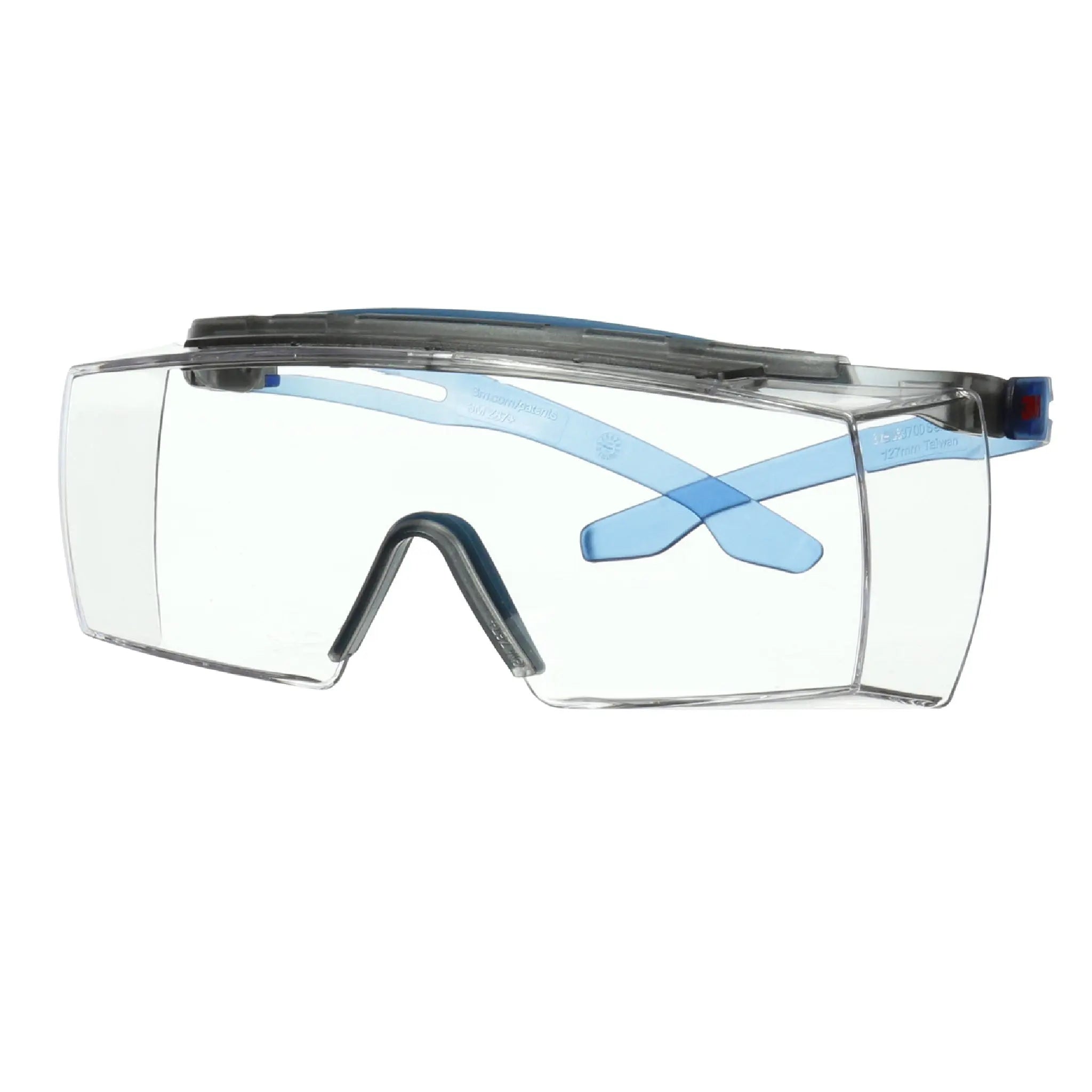 3M SecureFit 3700 Series, SF3701XSGAF-BLU, Blue Temple, Browguard, Scotchgard Anti-Fog Coating, Clear OTG AF-AS lens, 10ea/cs
